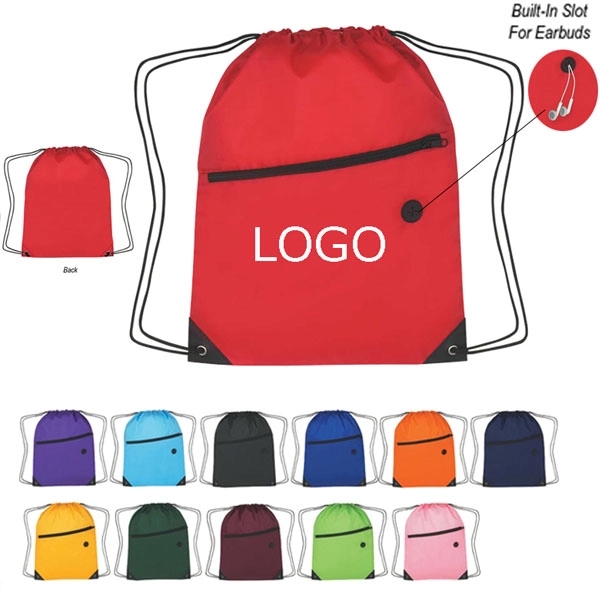 Headphone Slot Drawstring Polyester Bags 7