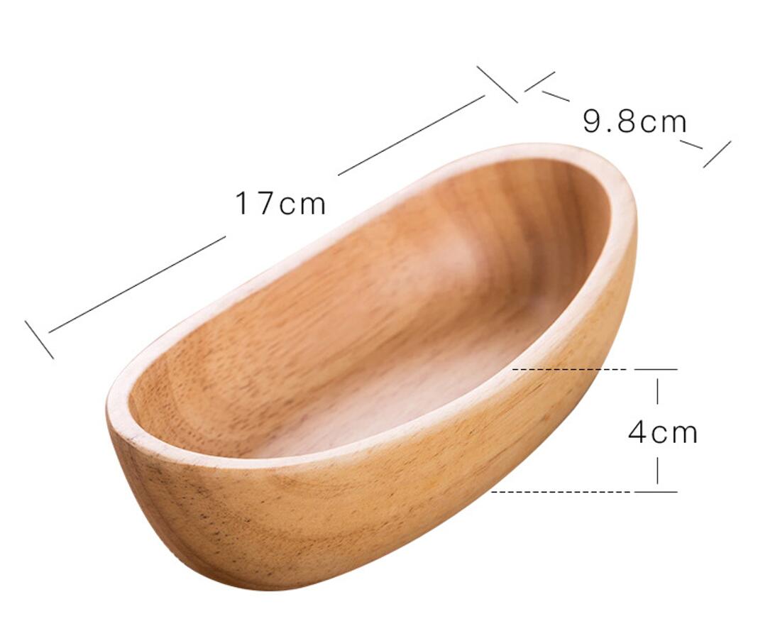 8-Inch Rubberwood Boat-Shape Serving Bowl for Fruit & Snacks 3