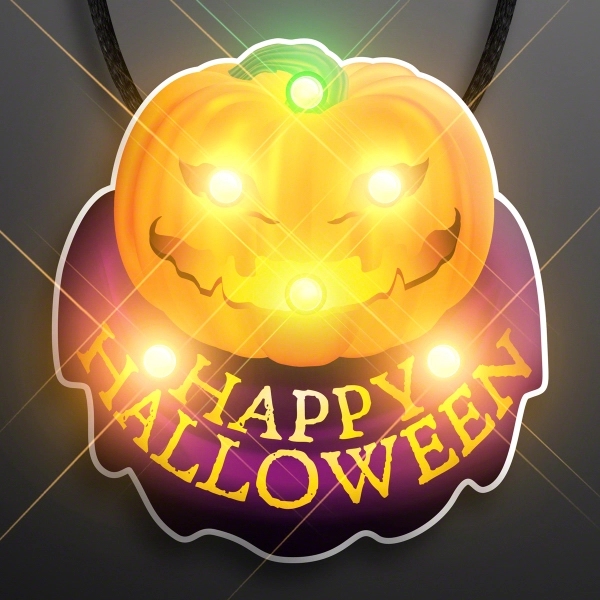 Jack O' Lantern Pumpkin Blinky on Lanyard Necklace 1