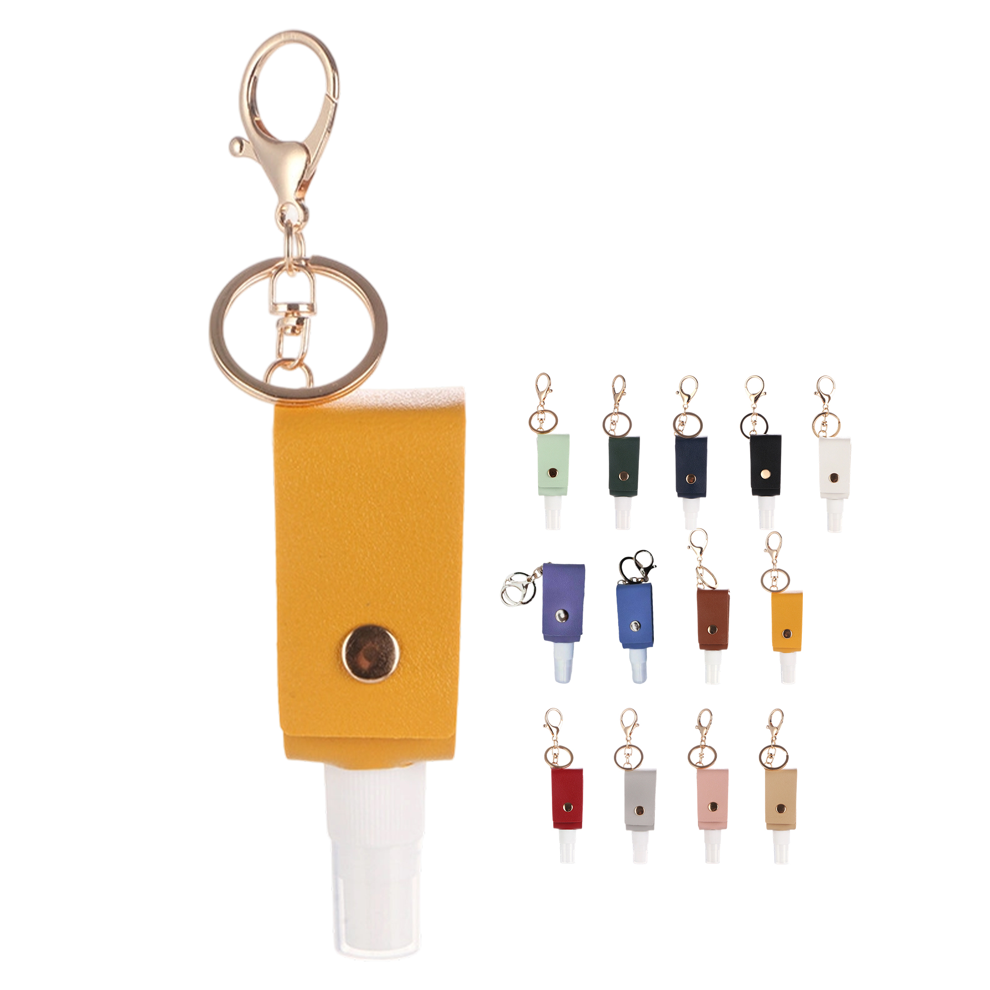 Leather Strap Key Ring With Mini Spray Bottle One Ounce Capacity 4.3" By 1.3" 3
