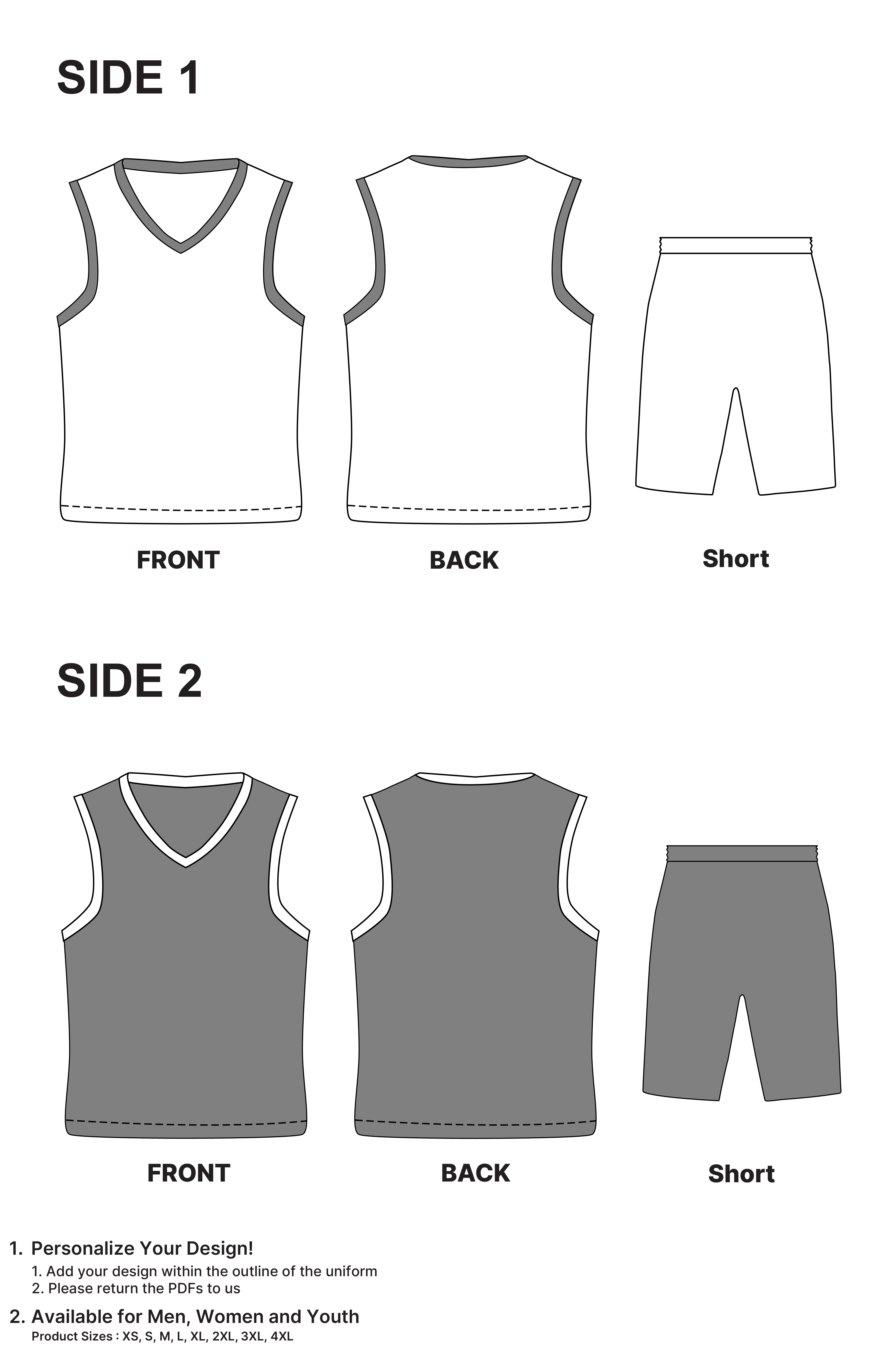 Reversible Personalized Basketball Uniform - Jersey and Shorts Set 14