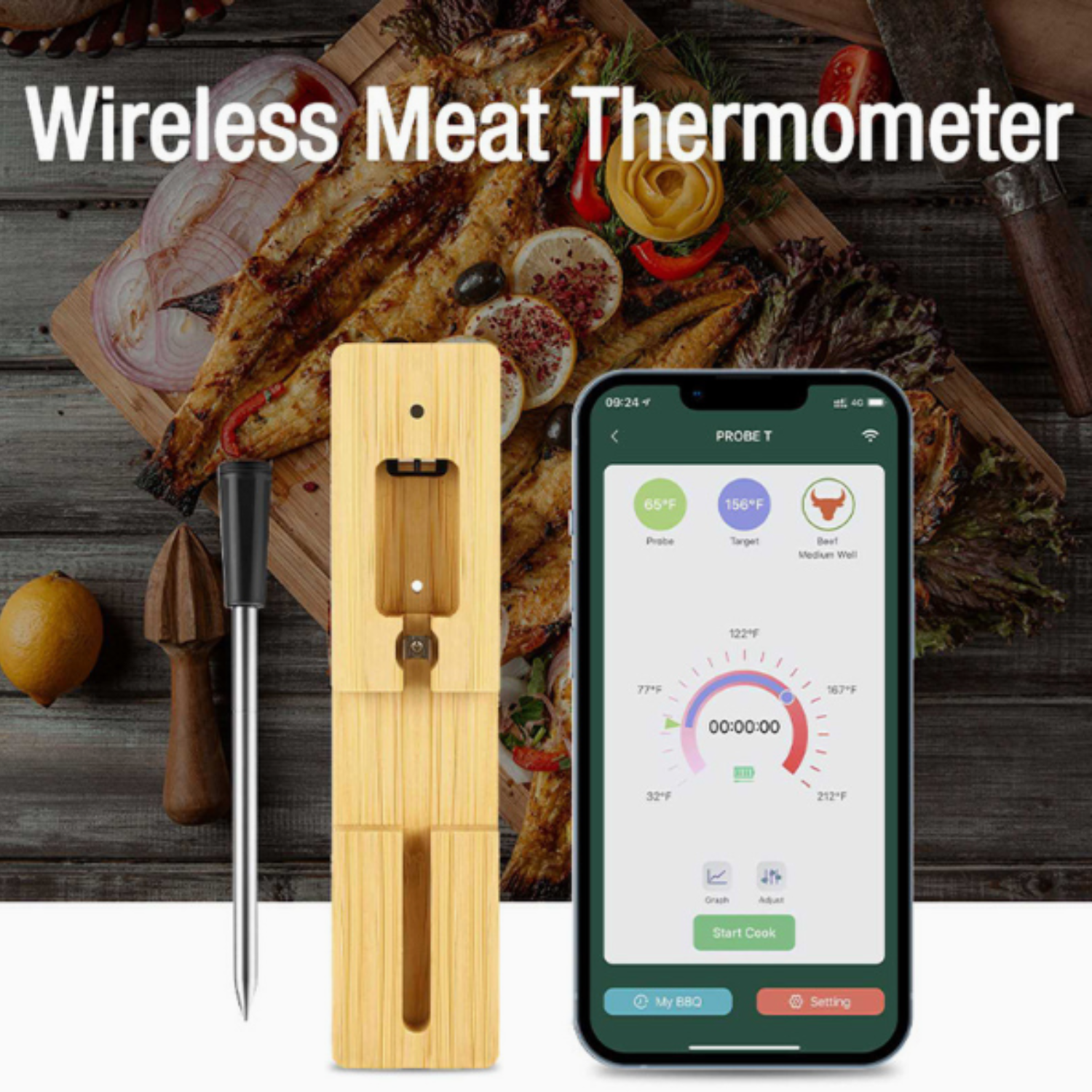 Smart Wireless Bluetooth Waterproof Meat Thermometer 3