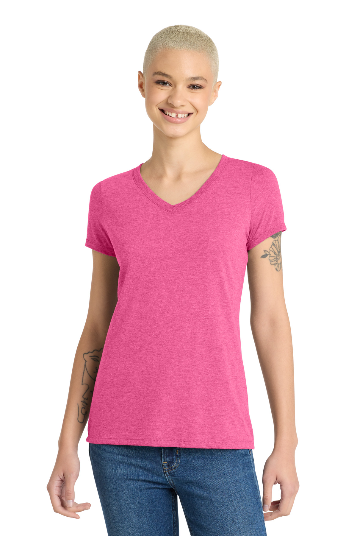 District Women's Perfect Tri V-Neck Tee. DM1350L 28