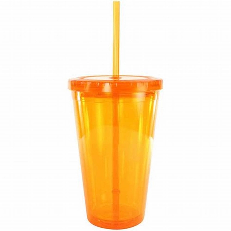 16 Oz. Acrylic Double Wall Drink Cup with Straw 1
