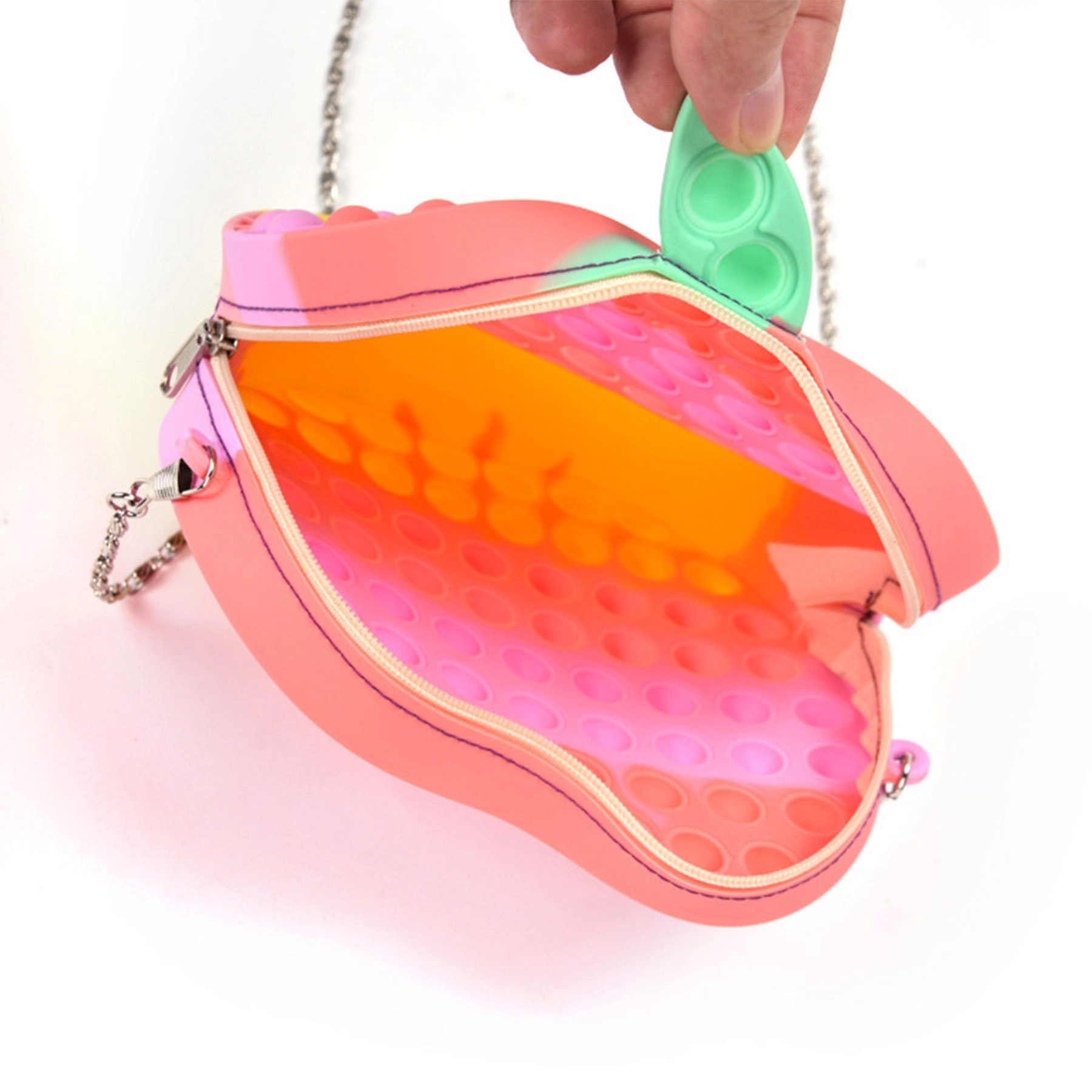 Apple Shape Silicone Fidget Popper Pop Purse Bag 7