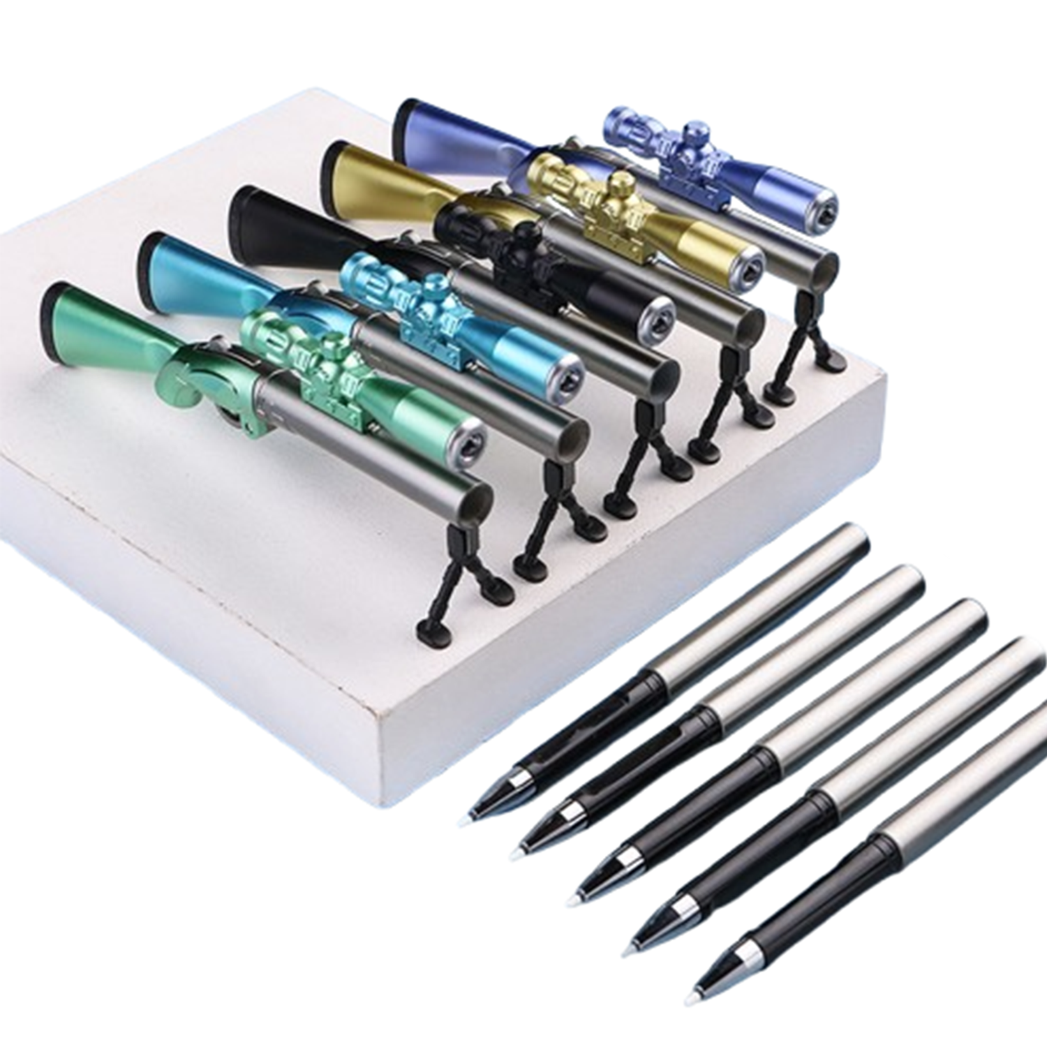 Sniper Rifle Black Gel Ink LED Light Pen 10