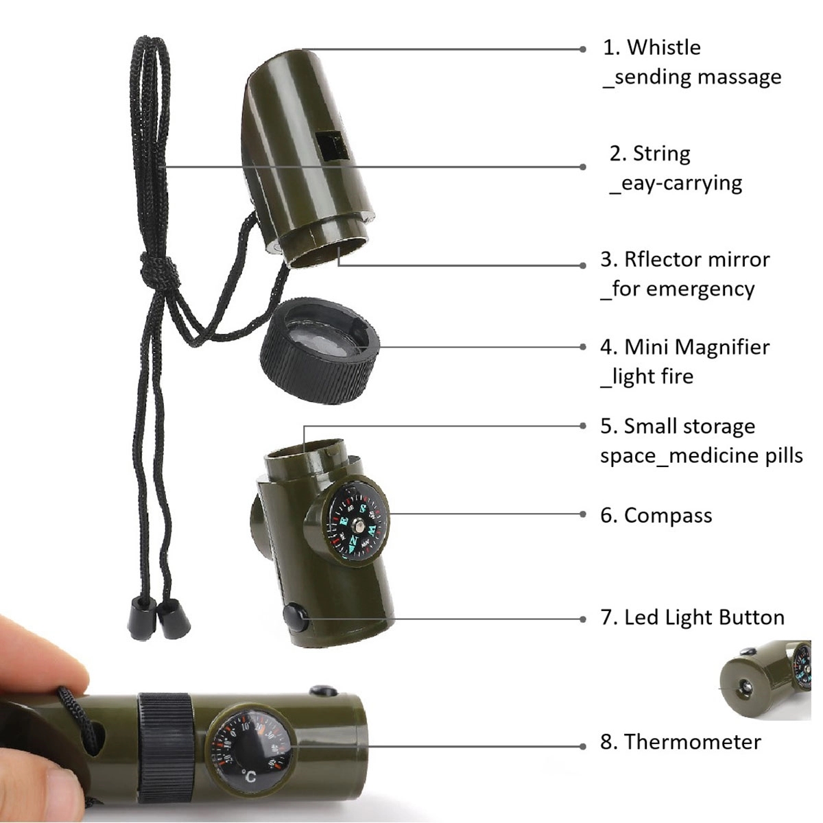 7 In 1 Outdoor Survival whistle 4