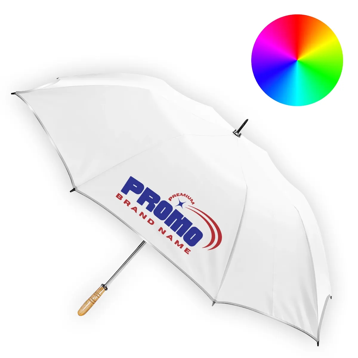 Arc Wood Handle Canopy Umbrella with Safety Reflective Trim 2