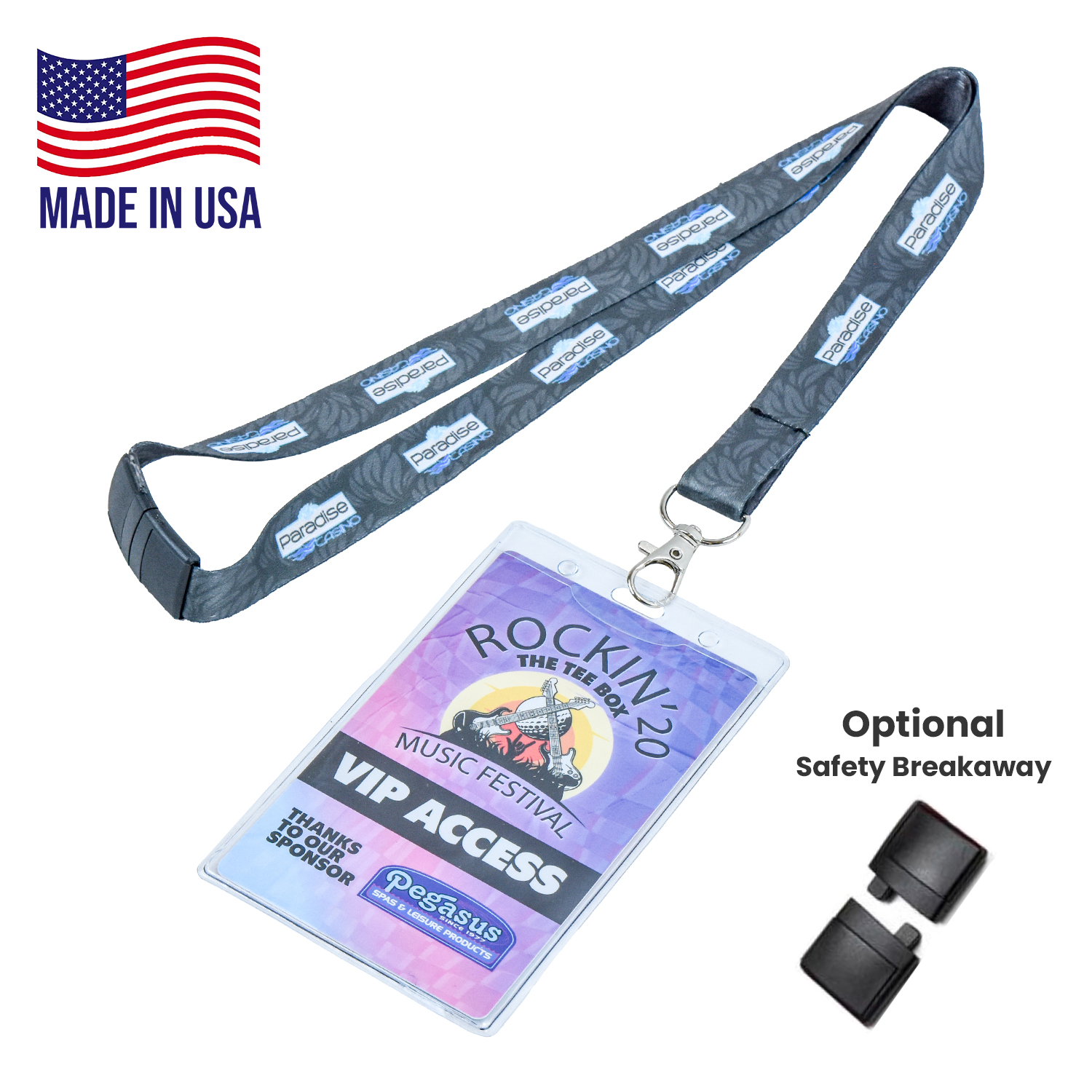 Combo USA Made Dye Sublimated Lanyard w/ ID Badge Holder 2