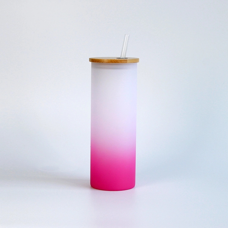 18Oz Bamboo Covered Frosted Glass Cup 6