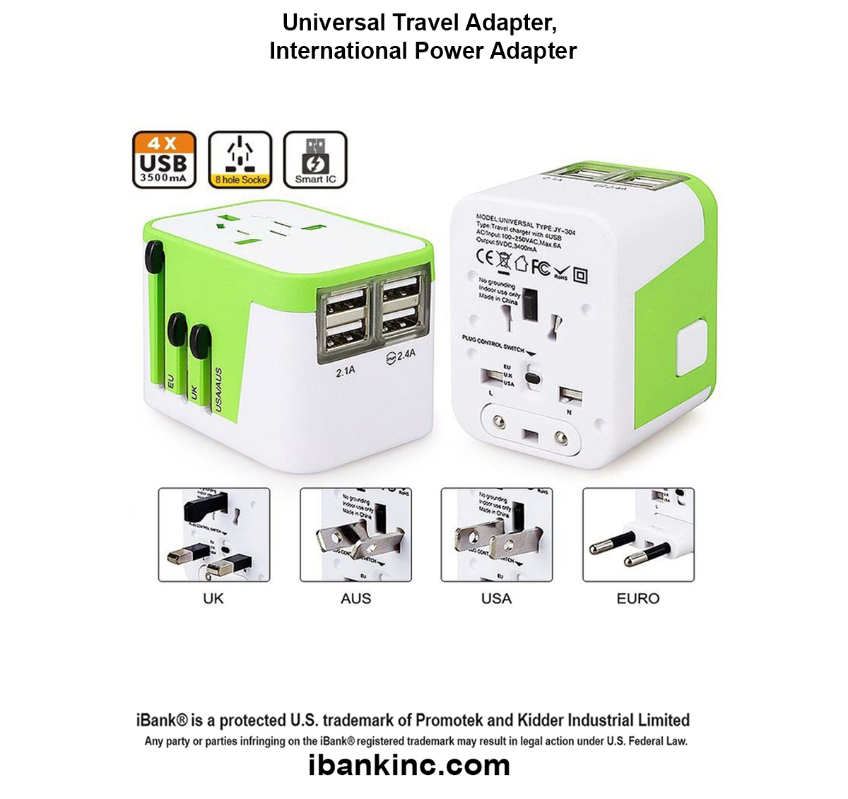 iBank ® Universal Travel Adapter, International Power Adapter 2