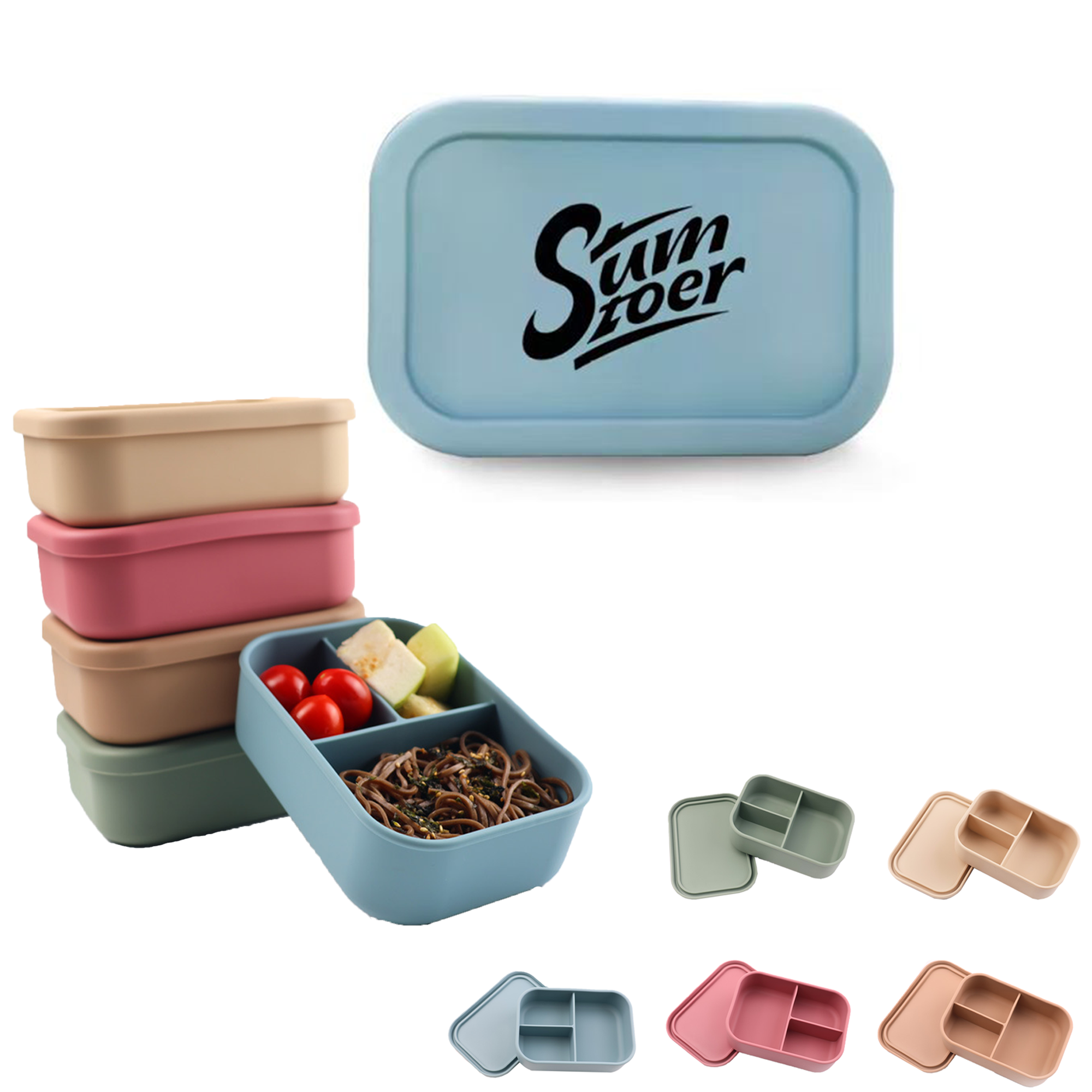MOQ 20 Silicone Bento Lunch Box 3