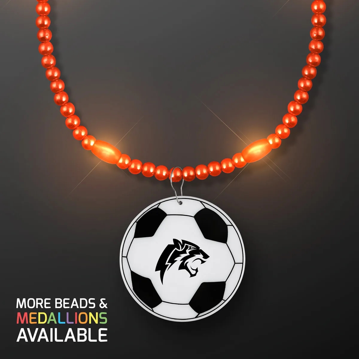 LED Bead Necklace with Soccer Ball Medallion 4