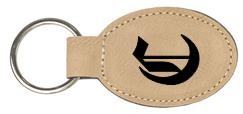 Light Brown Oval Faux Leather Keychain 1