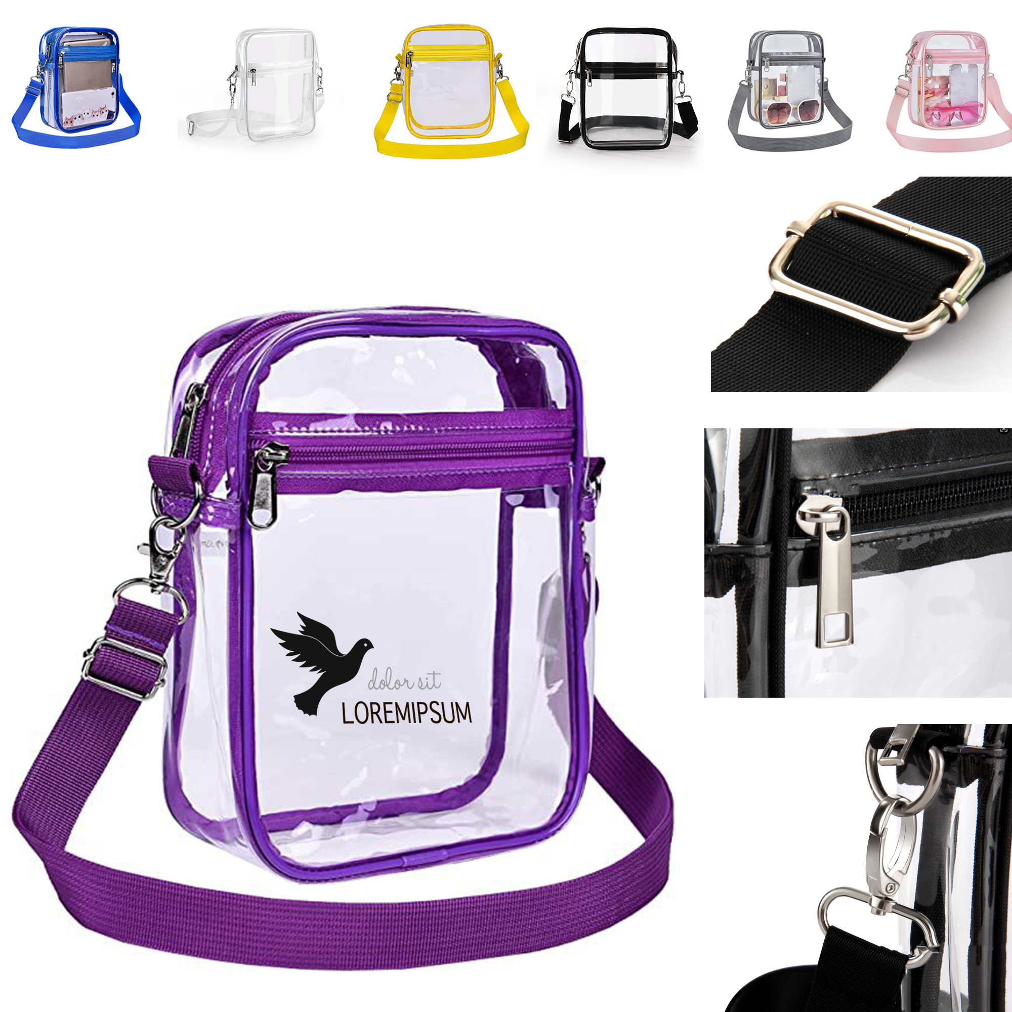 Clear PVC Crossbody Messenger Shoulder Bag Adjustable Strap 1