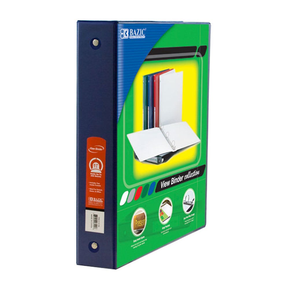 3 Ring View Binders - 1.5" Blue 2 Pockets 1
