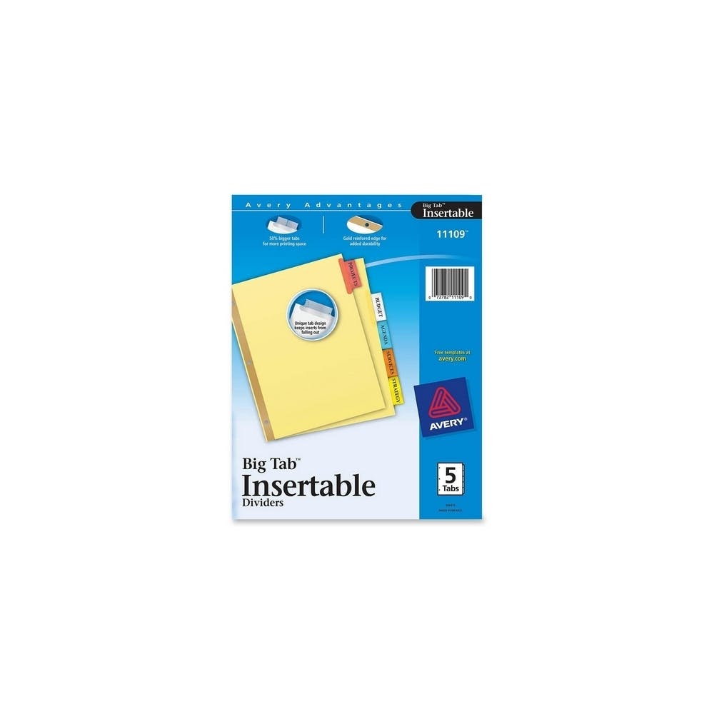 Index Dividers - 5 Big Tab Reinforced Edge 2