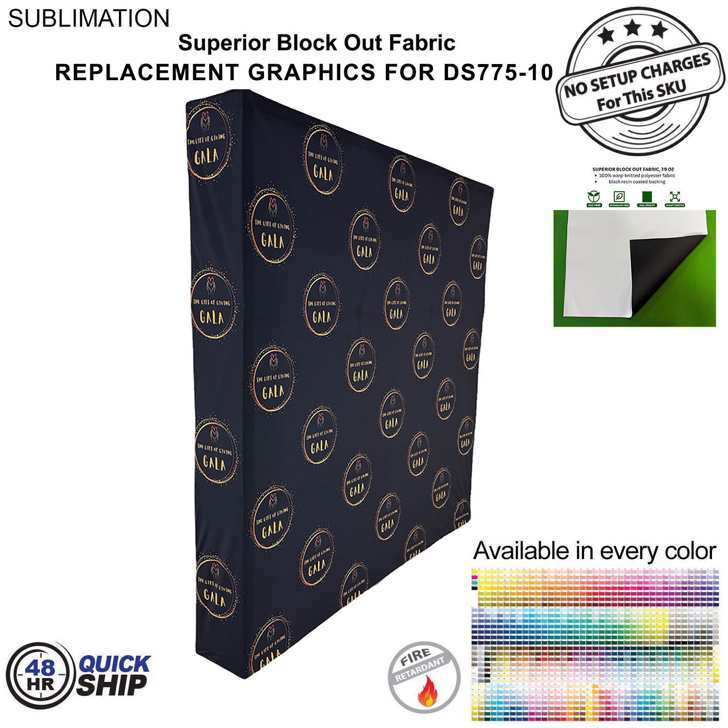 48 Hr Quick Ship - Replacement Graphics for 7.5' Straight Wall with Wrap End Caps