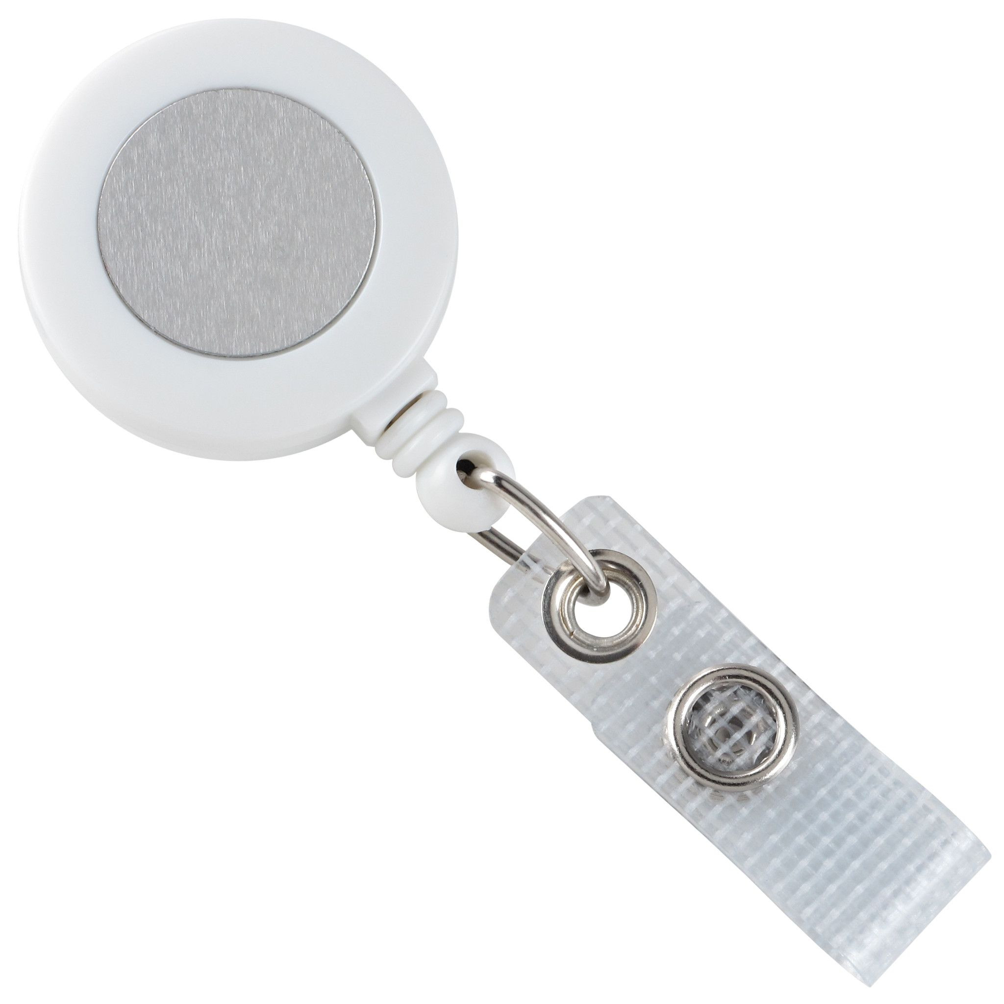 Round Solid Opaque Clip On Fast Ship Plastic Badge Reel (White) 2