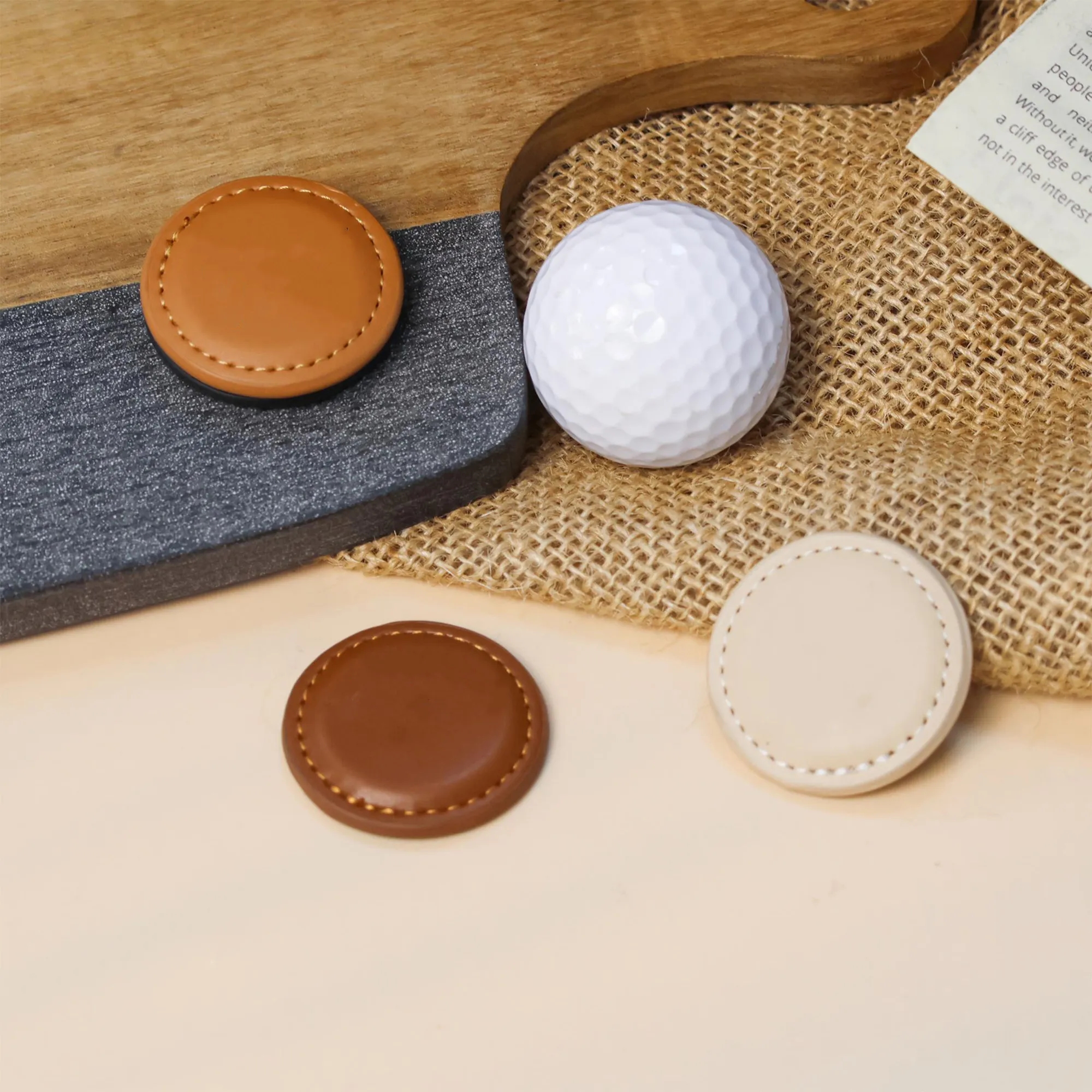 Premium Leather Golf Ball Marker - Magnetic & Customizable 5