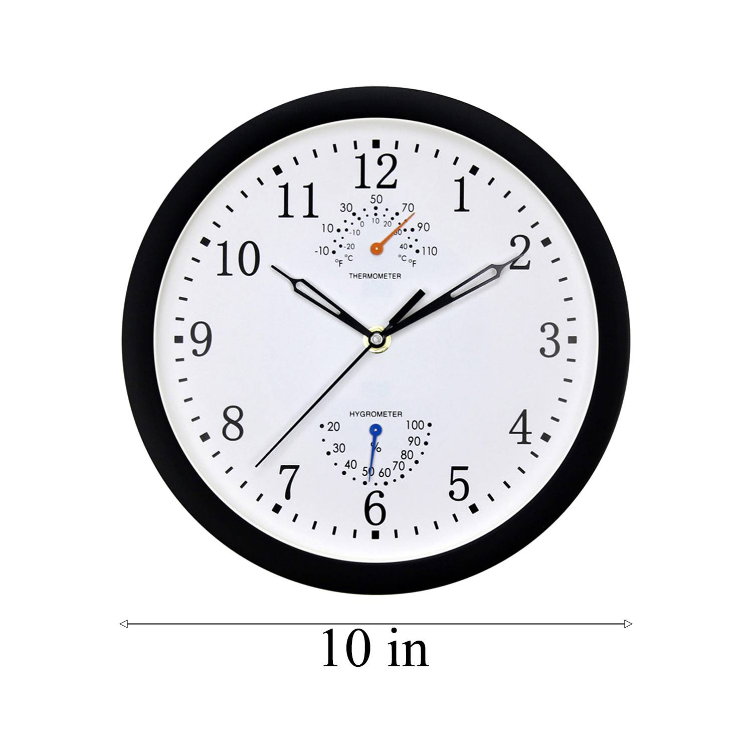 10 In Round Wall Clock with Temperature & Humidity 4