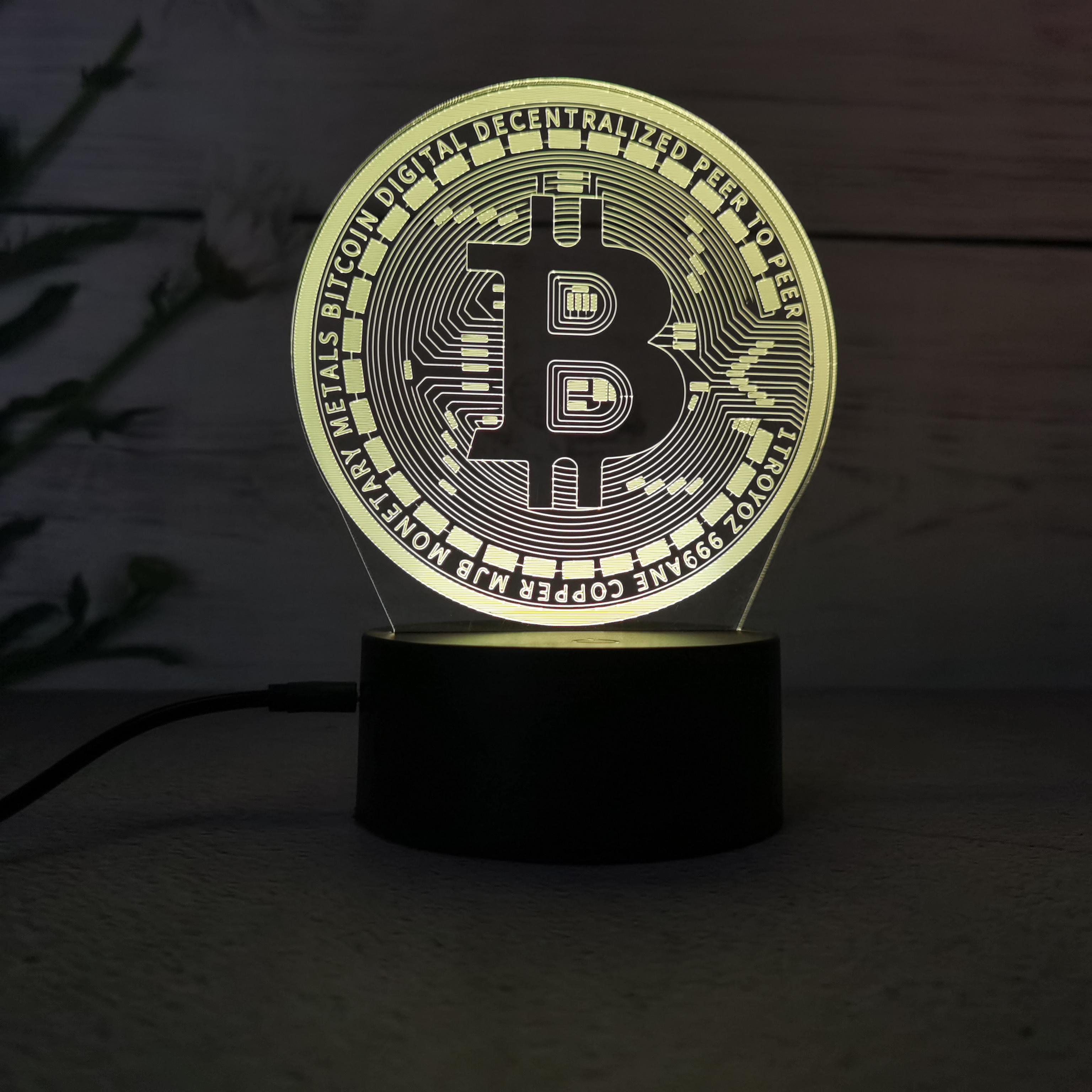 Bitcoin 3D 7 Color Touch Custom LED Table Lamp 3