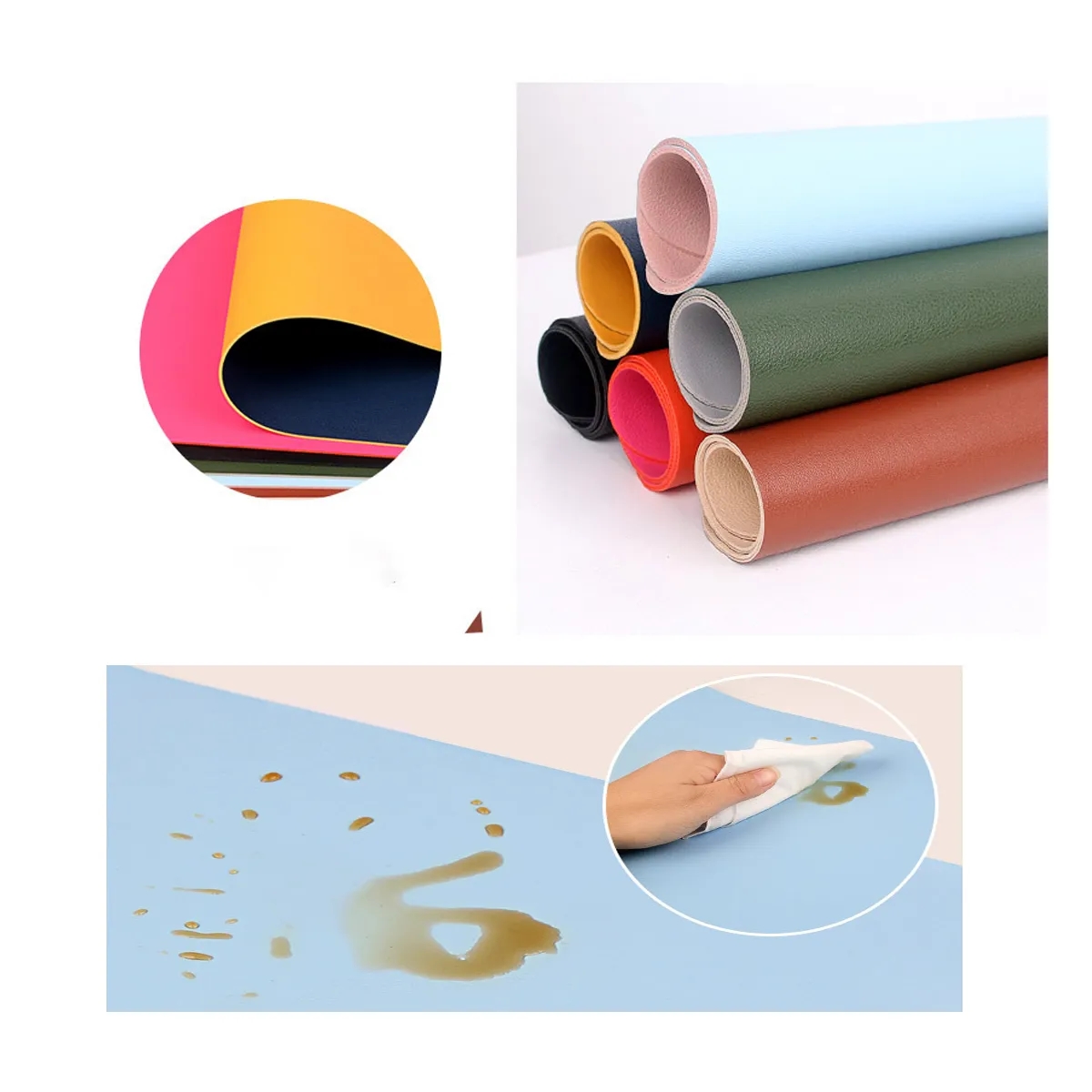 Reversible PU Leather Mouse Pad Small Waterproof 6