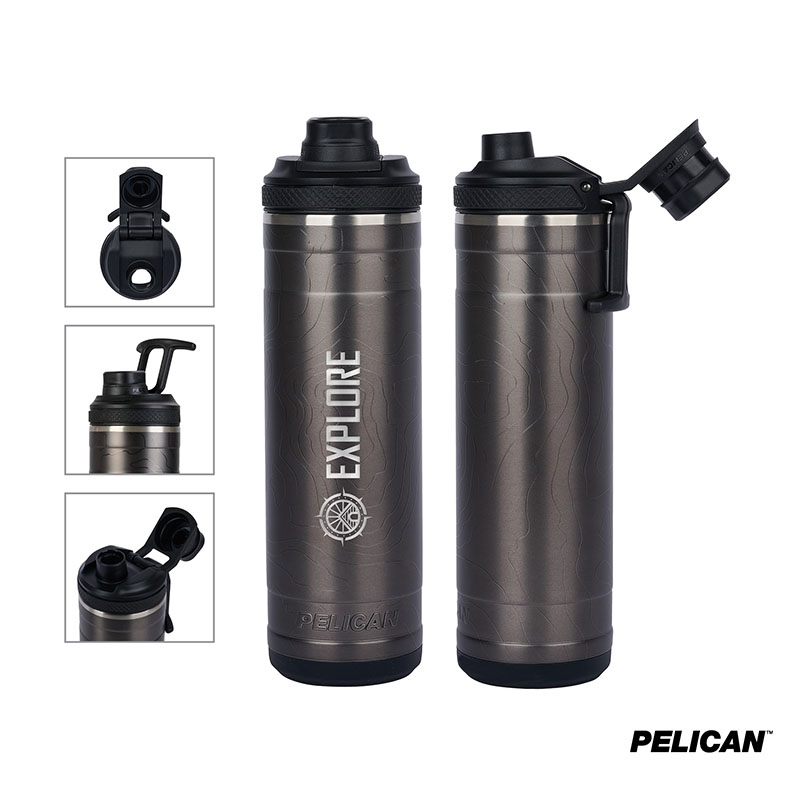 Pelican Pacific™ Chug 26 oz. Topographical Recycled Double Wall Stainless Steel Water Bottle
