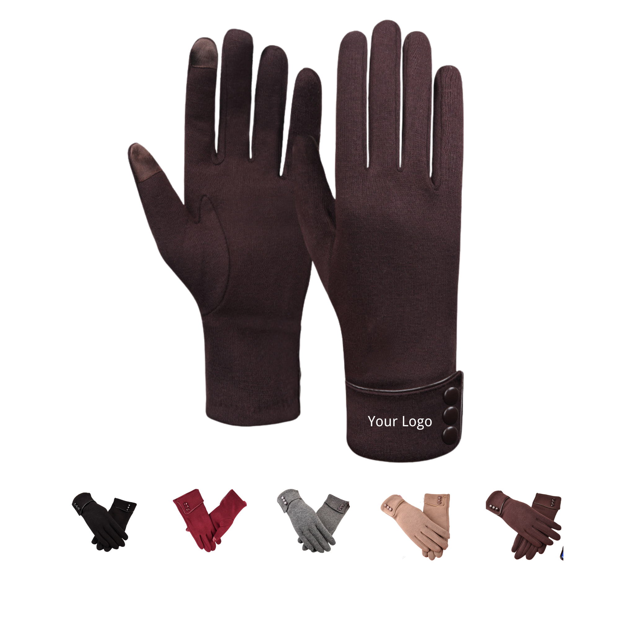 Winter Fleece-Lined Three-Button Flip-Top Thermal Gloves 1