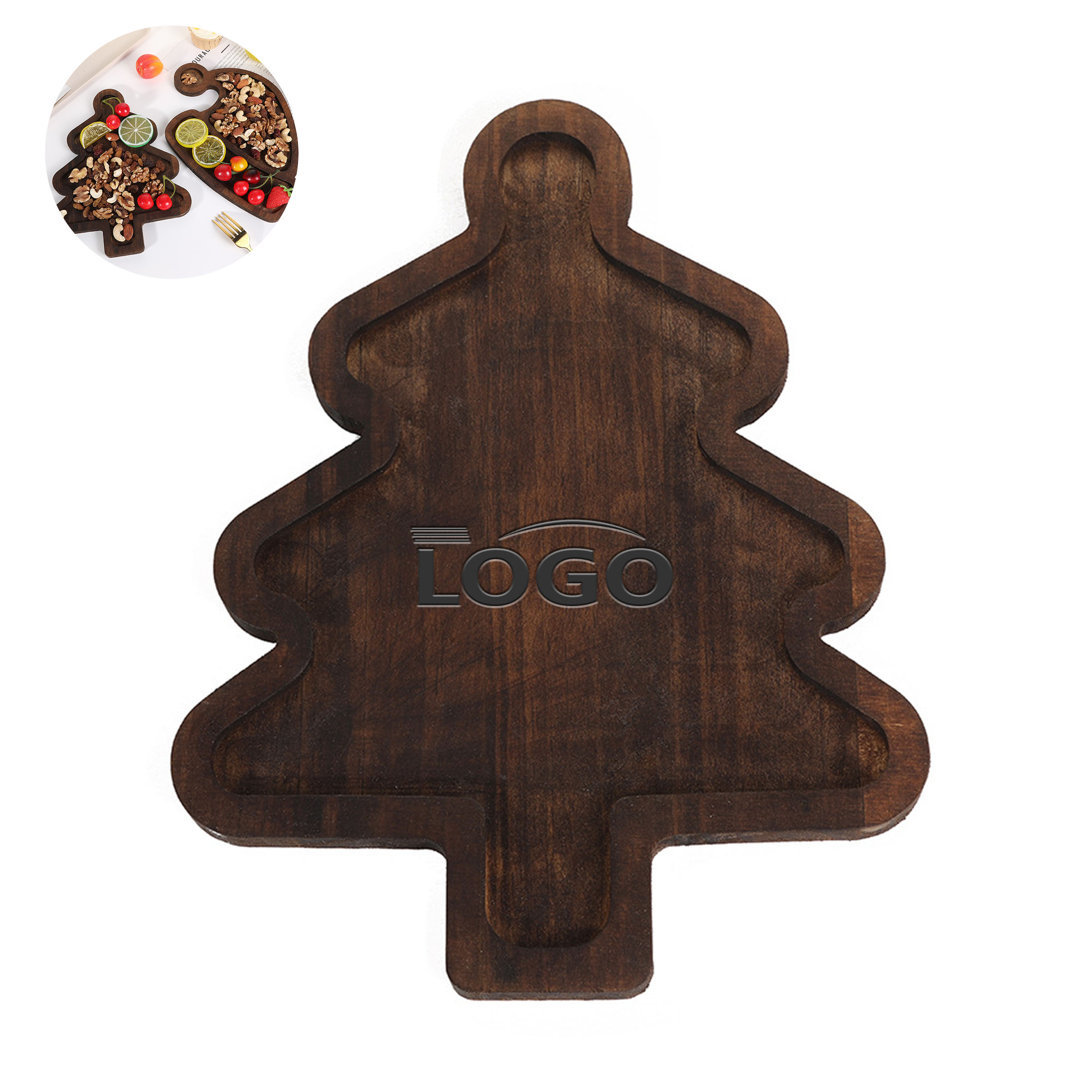 Christmas Wooden Tray with Assorted Snacks and Desserts 1