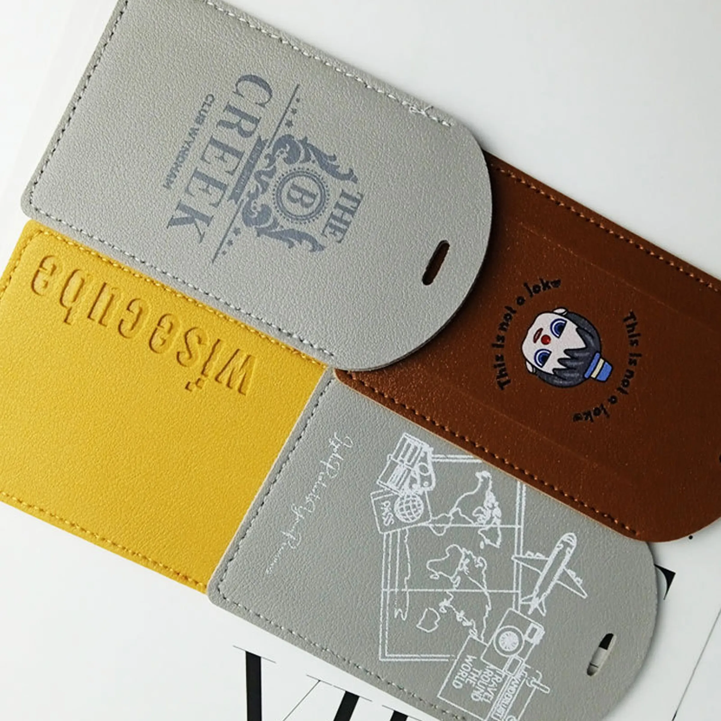 Flap PU Leather Luggage Tag With Signature Paper Inside 4