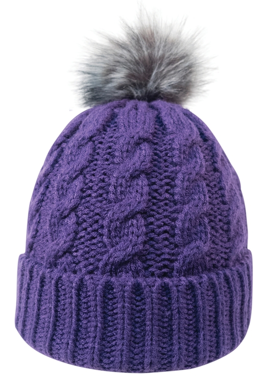 Cable Knit Beanie w/Faux Fur Pom 6