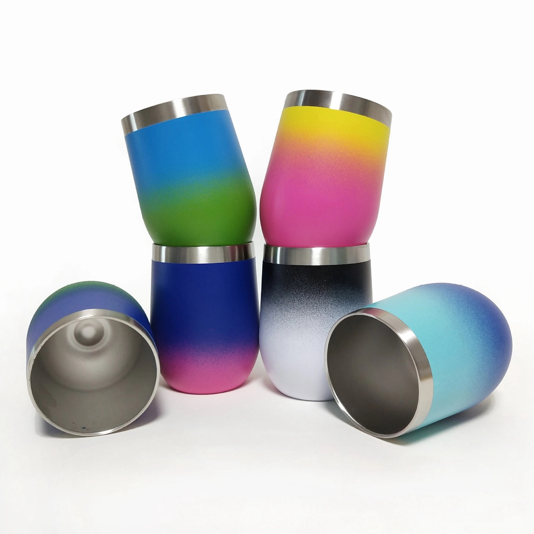 12oz Gradient Color Wine Tumbler with Lid 9