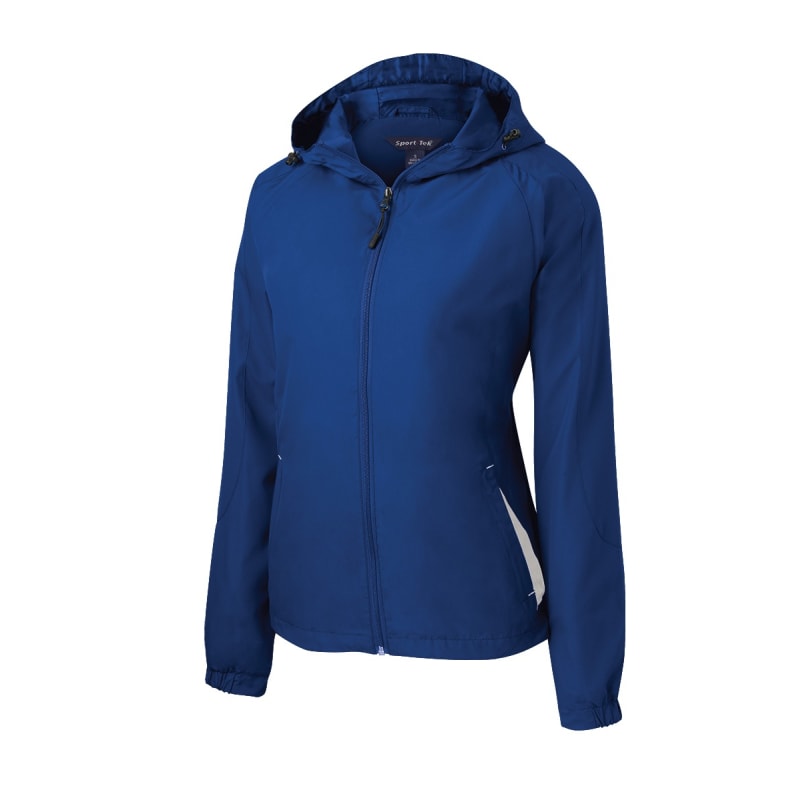 Sport-Tek Women's Colorblock Hooded Raglan Jacket. 6