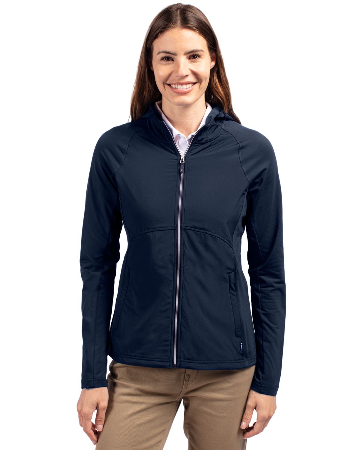Cutter & Buck Adapt Recycled Soft Knit Stretch Womens Hybrid Full Zip Jacket 7