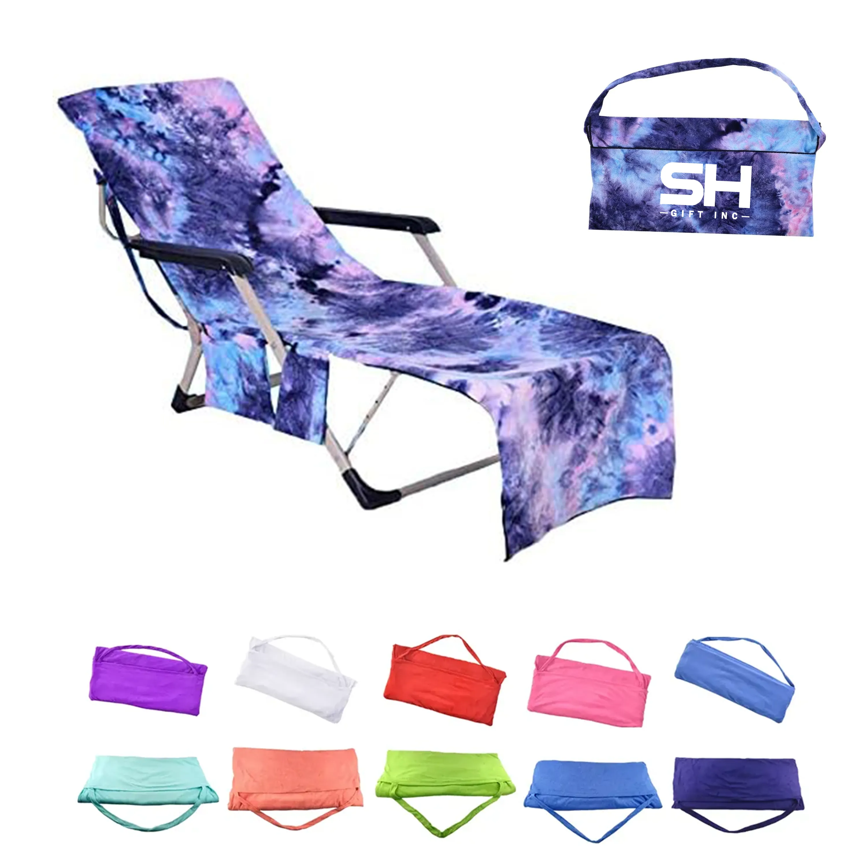 Beach Chair Cover Towel with Side Pockets 2