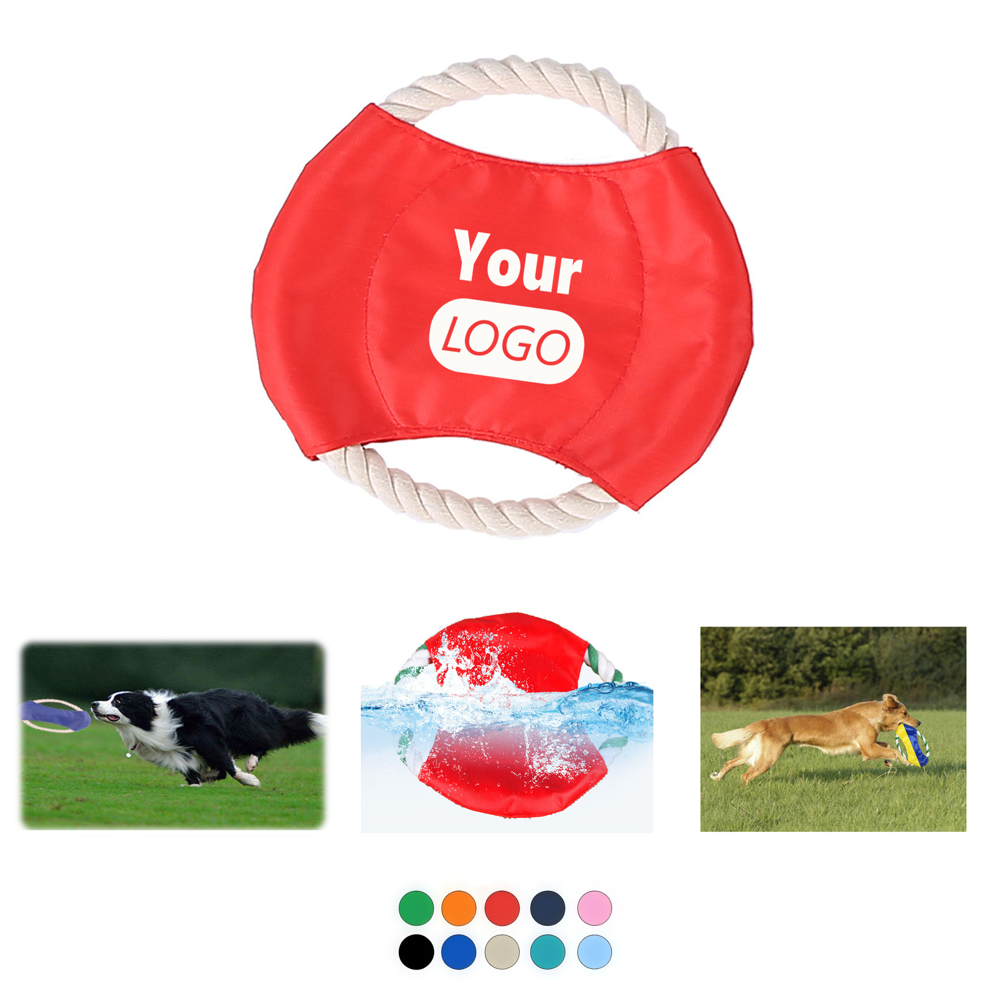 MOQ 50 Flying Disc Dog Chew Toy with Rope for Training and Play 2