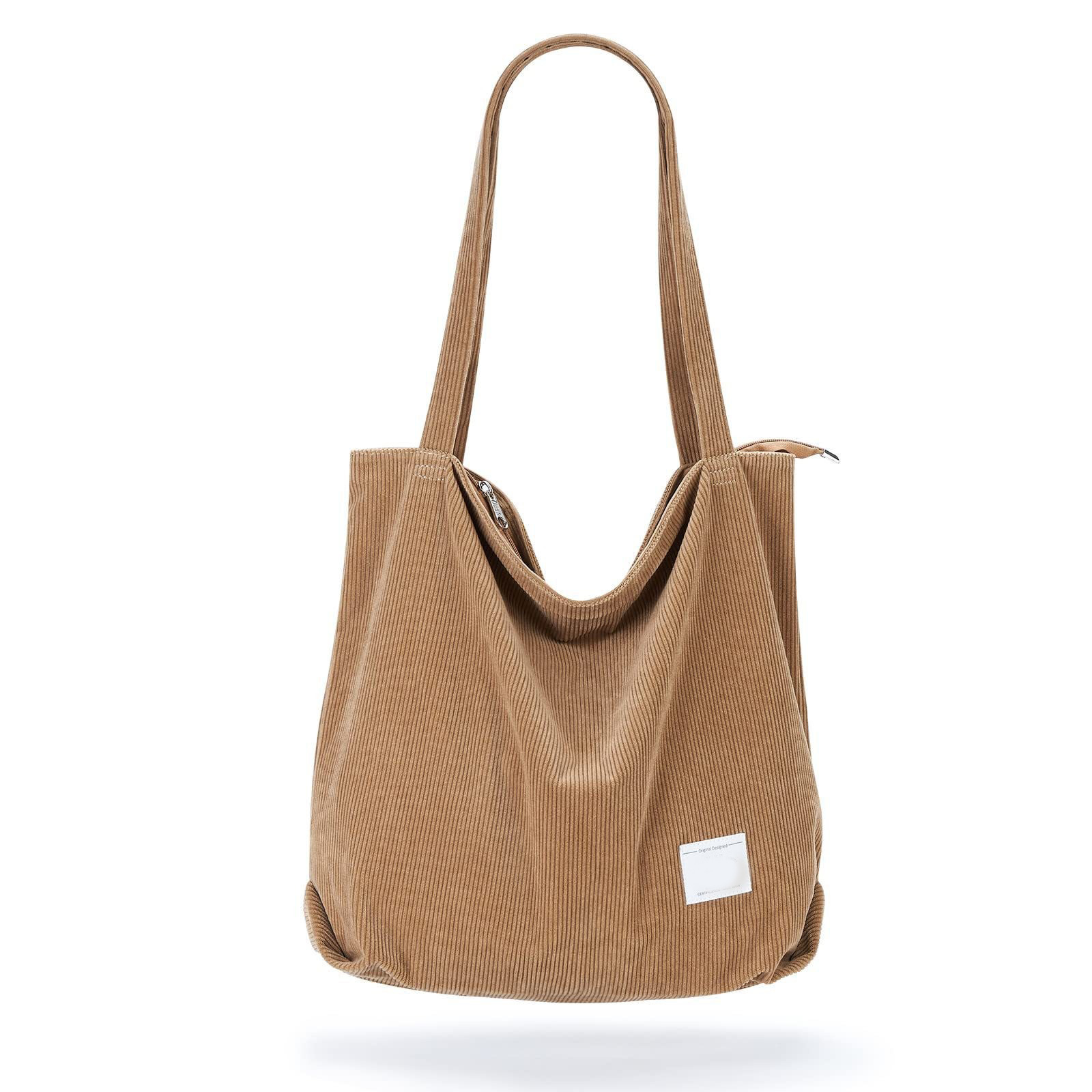 Women Corduroy Tote Bag Zipper Casual Tote's Handbag 6
