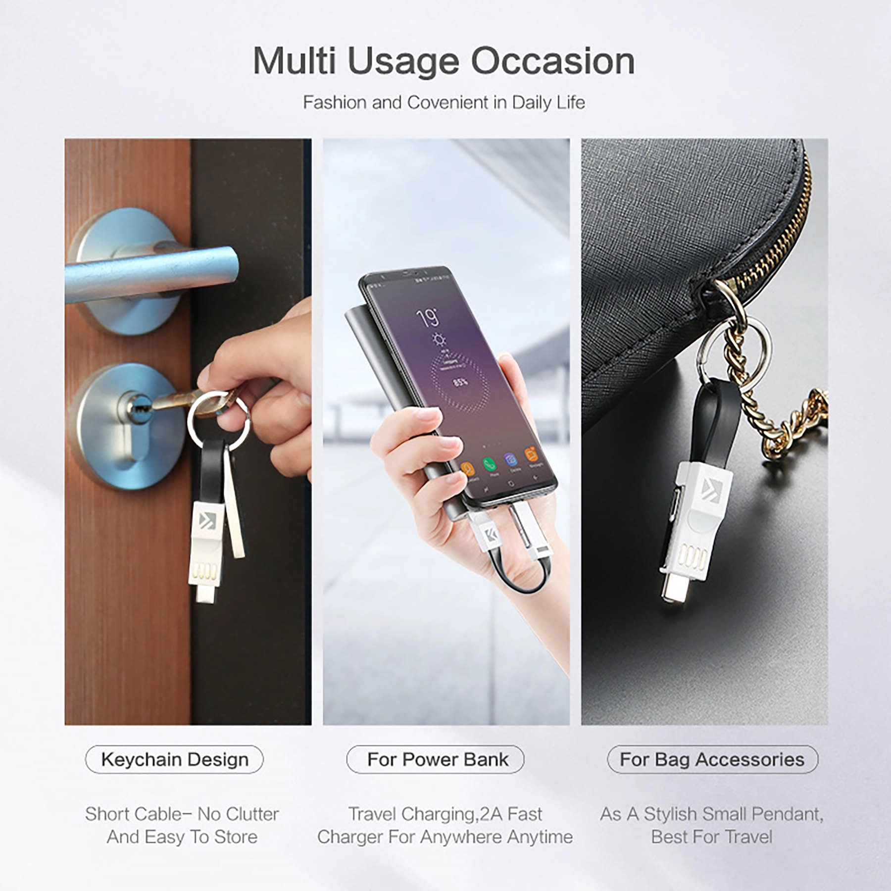 Lightning Cable Keychain 3in1 Short Fast Charging Cord 7