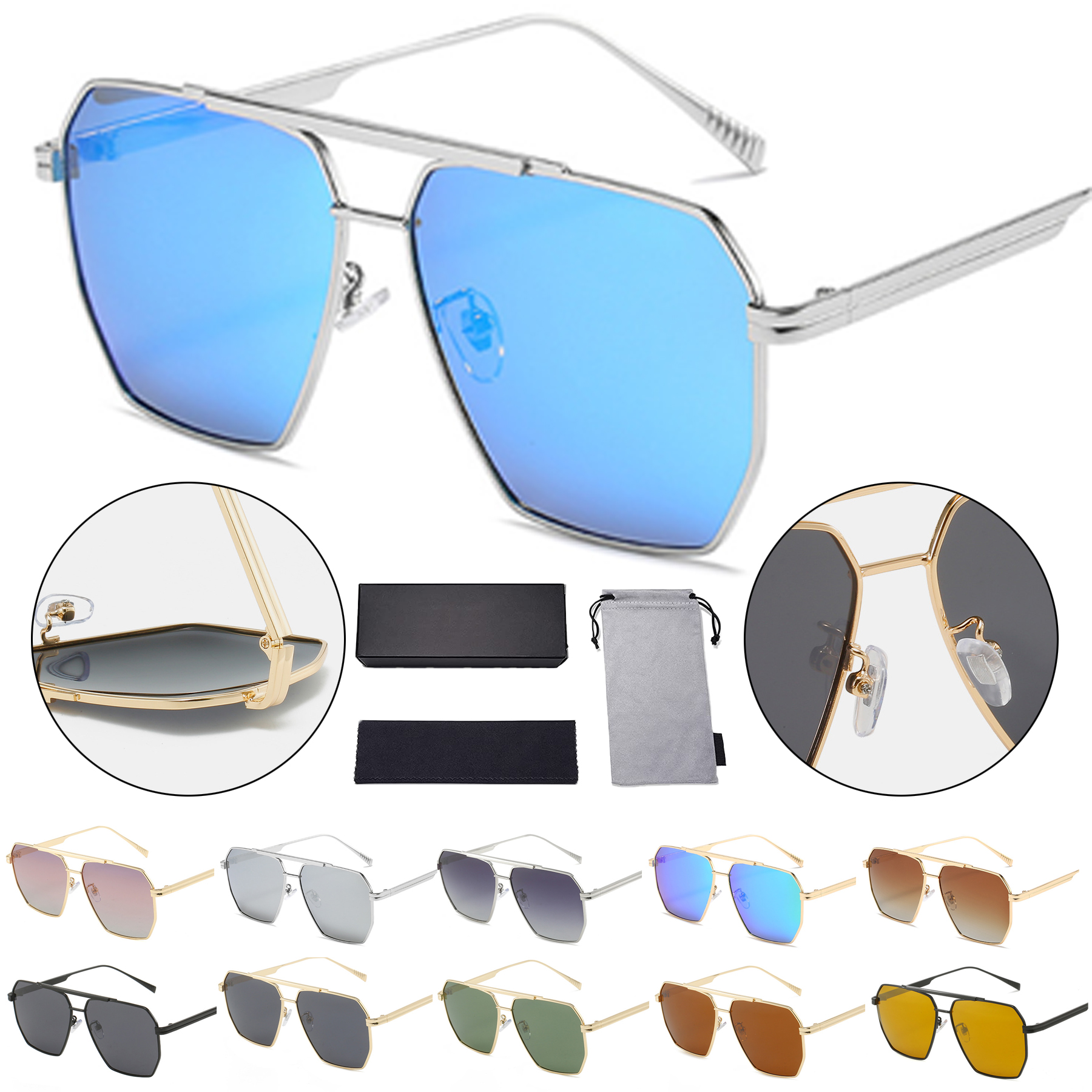 Retro Oversized Square Polarized Sunglasses 2