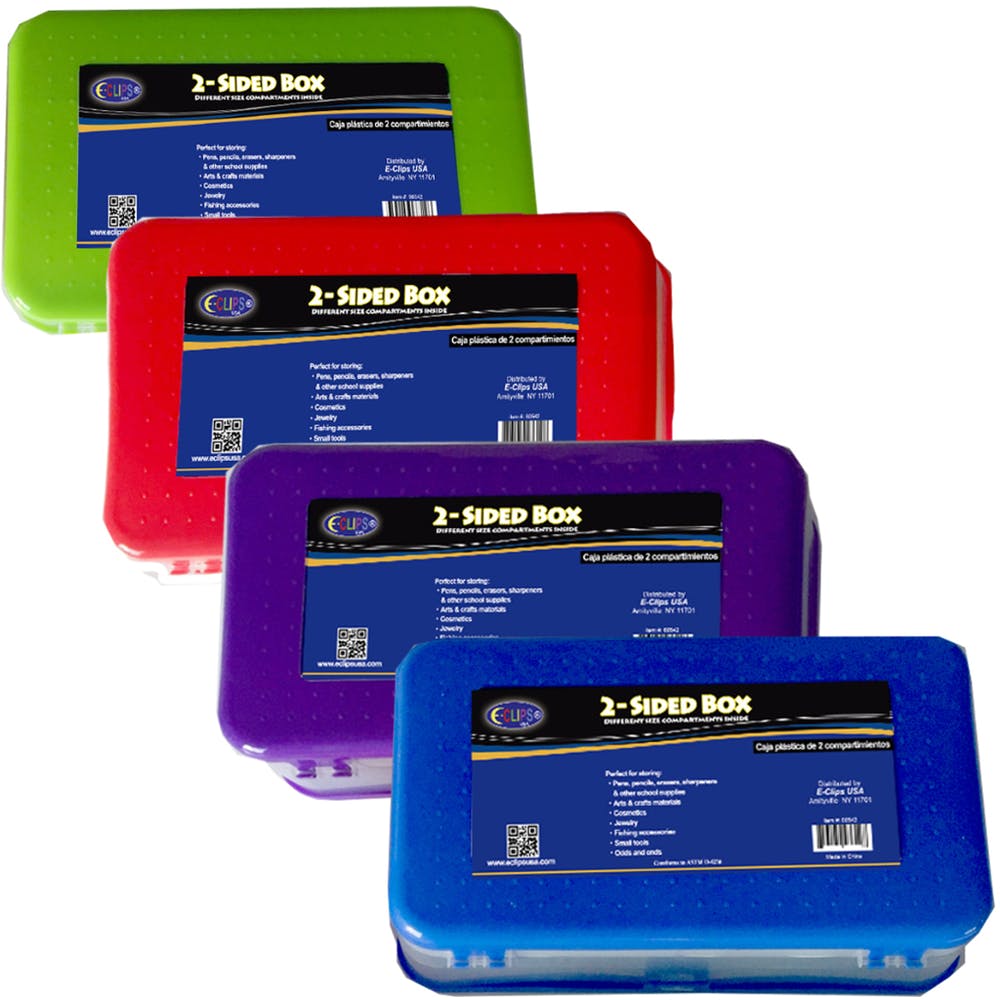 Pencil Boxes - 2 Sided Plastic Assorted Colors 2