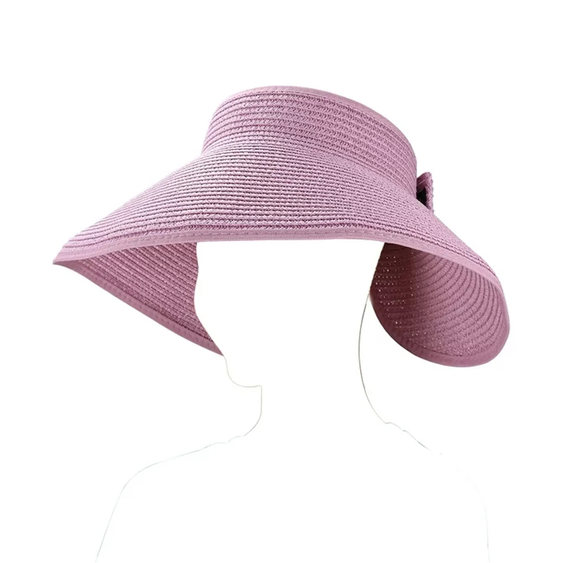 Summer Bow Tie Straw Visor Sun Hat 4