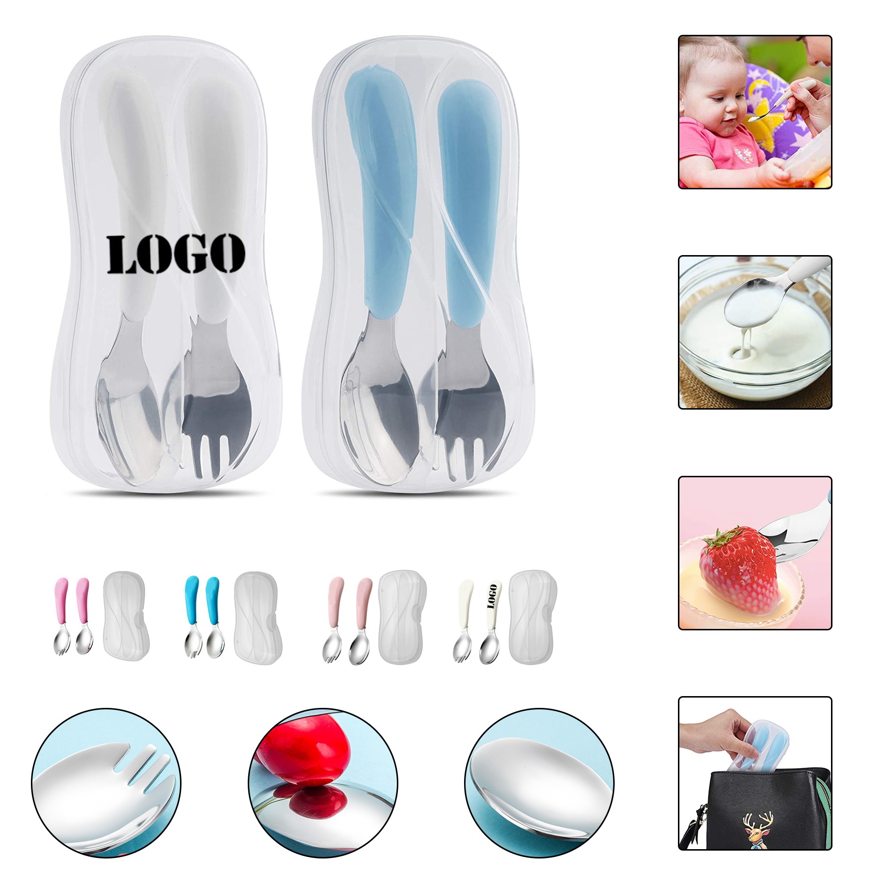 Stainless Steel Baby Fork and Spoon 2