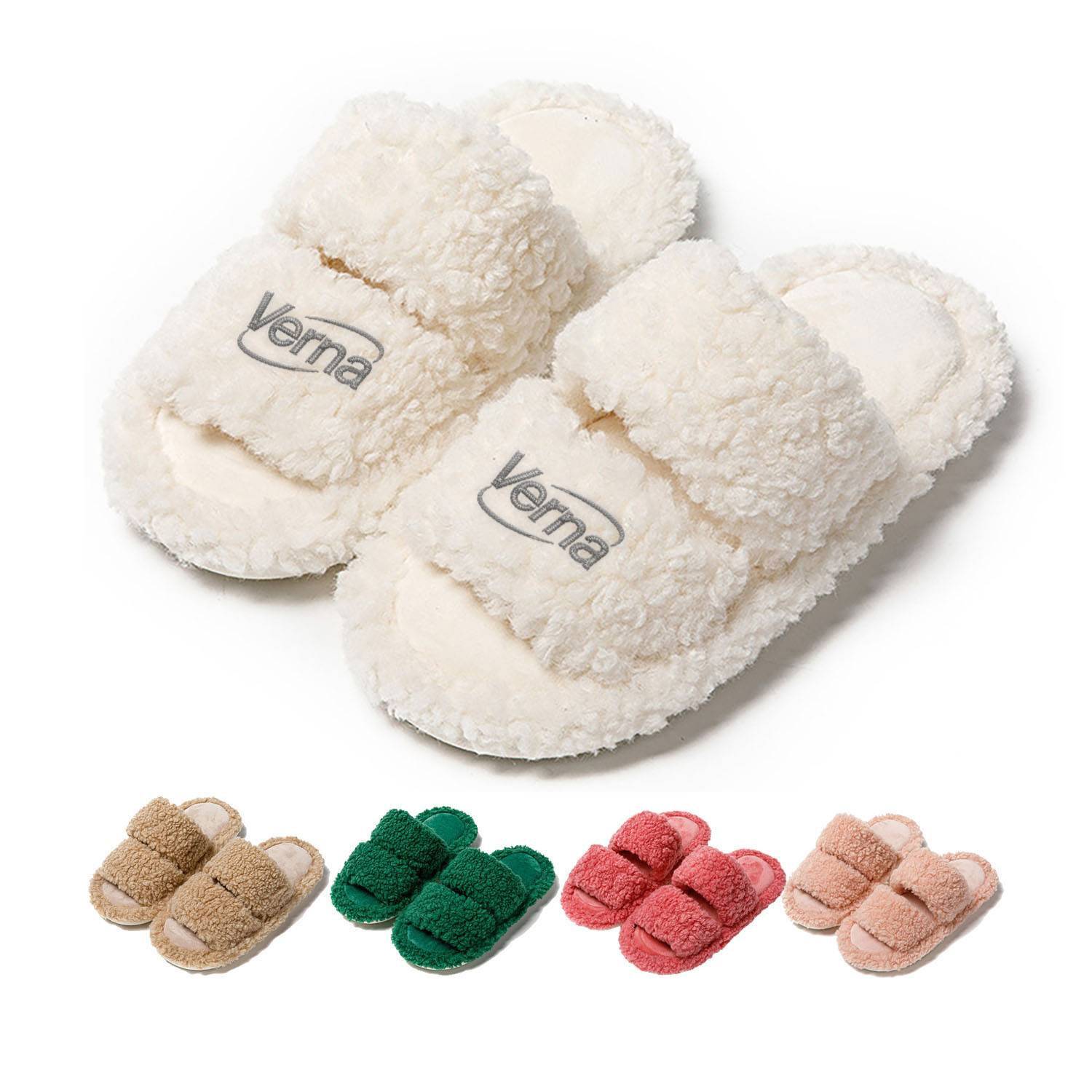 Womens Open Toe Fluffy House Slippers 8