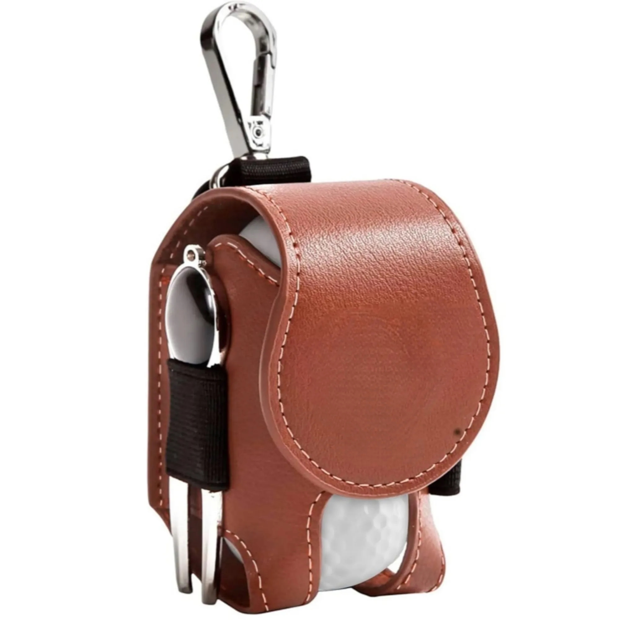 Personalized Leather Golf Ball Pouch Bag 2