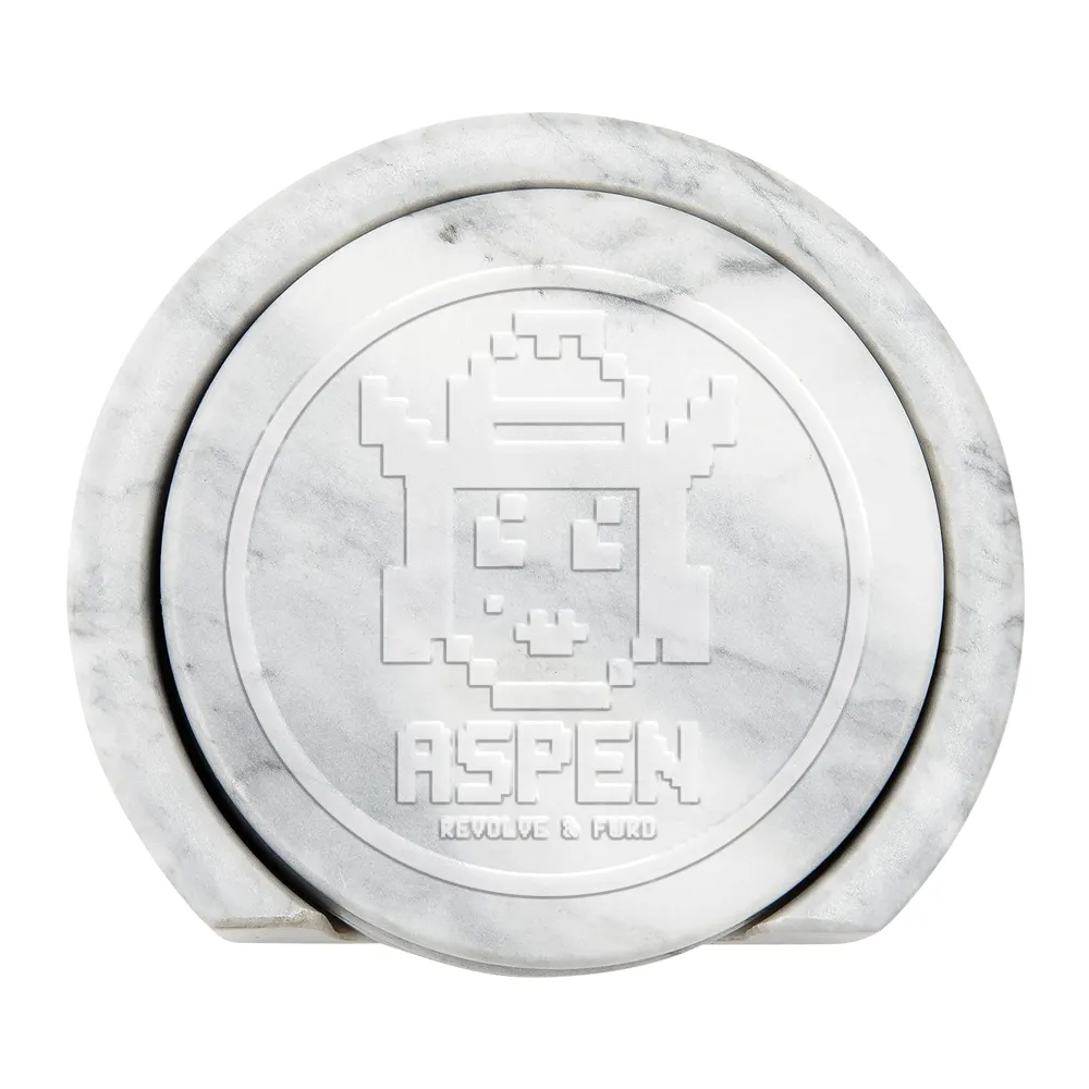 Marble Coaster Set of 4 with Holder 4