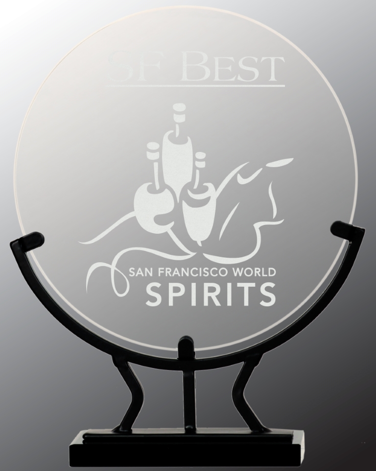 7 3/4" Round Vintage Glass Award with Iron Base