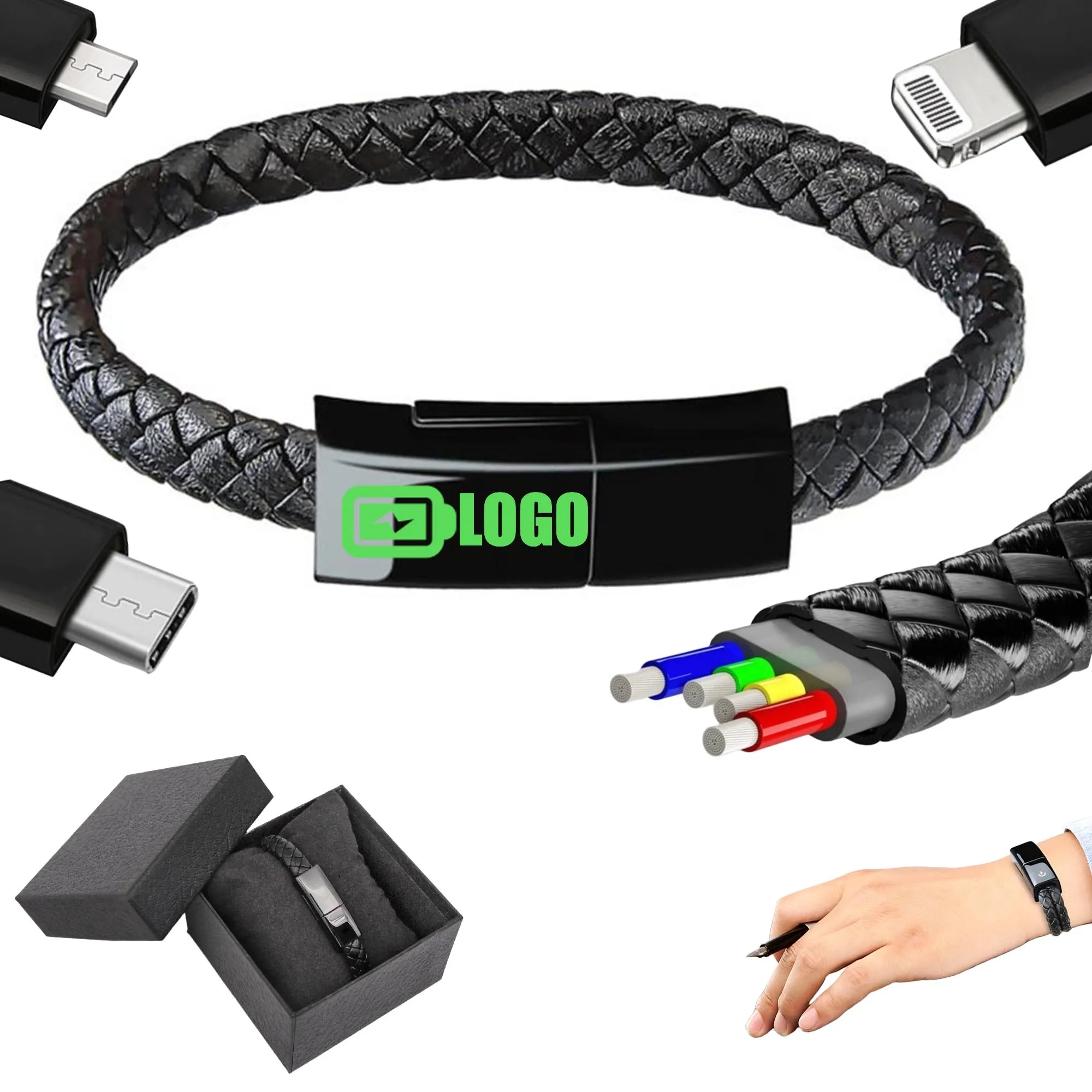 Leather Braided Cords Bracelet Charger 2