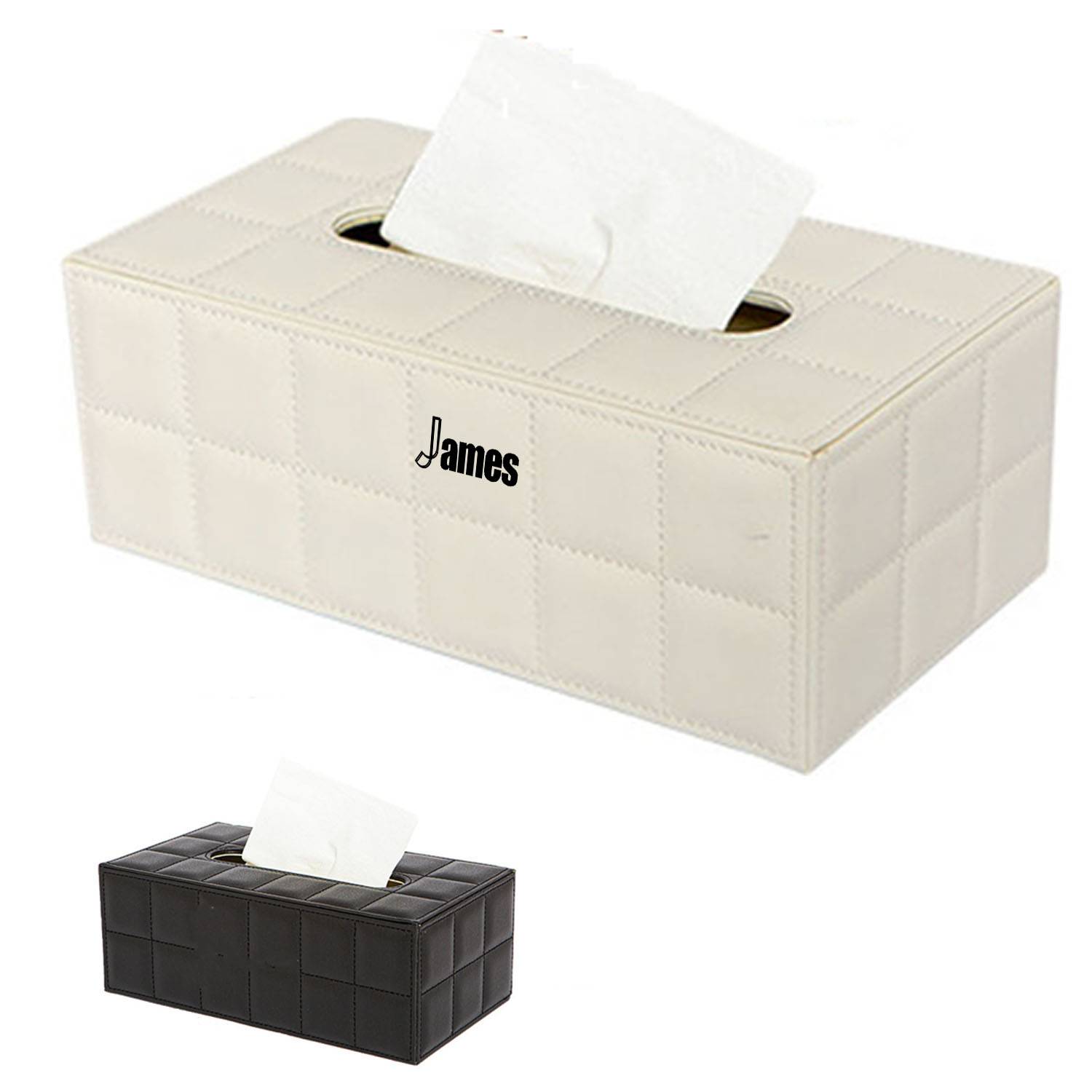 Car Plaid Pu Leather Tissue Box 8