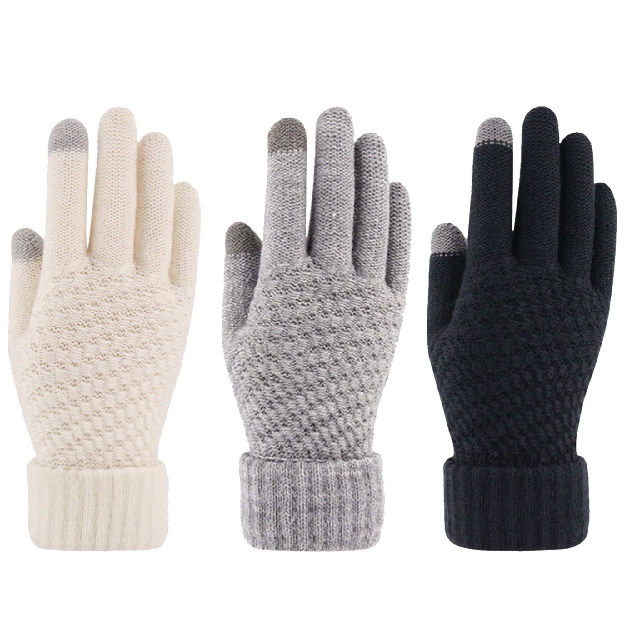 Men'S And Women'S Thick Winter Knit Warm Touch Screen Gloves 2